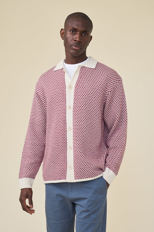 POLKA RETRO BUTTON KNIT - CHERRY