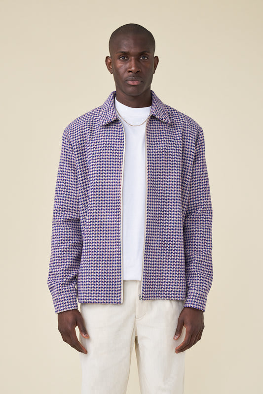 SUTTON DOGTOOTH ZIP OVERSHIRT