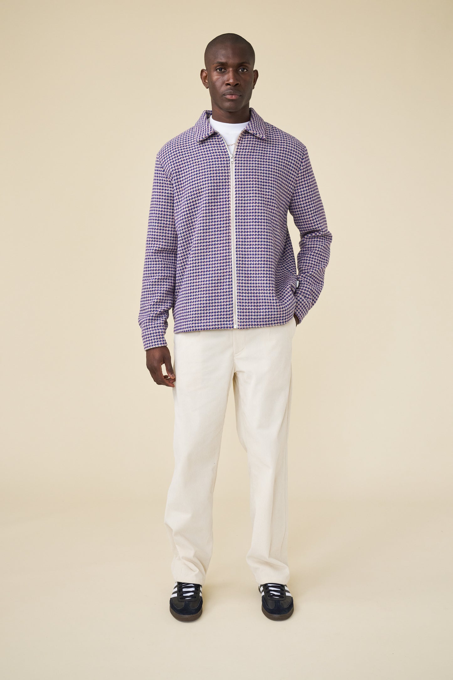 SUTTON DOGTOOTH ZIP OVERSHIRT