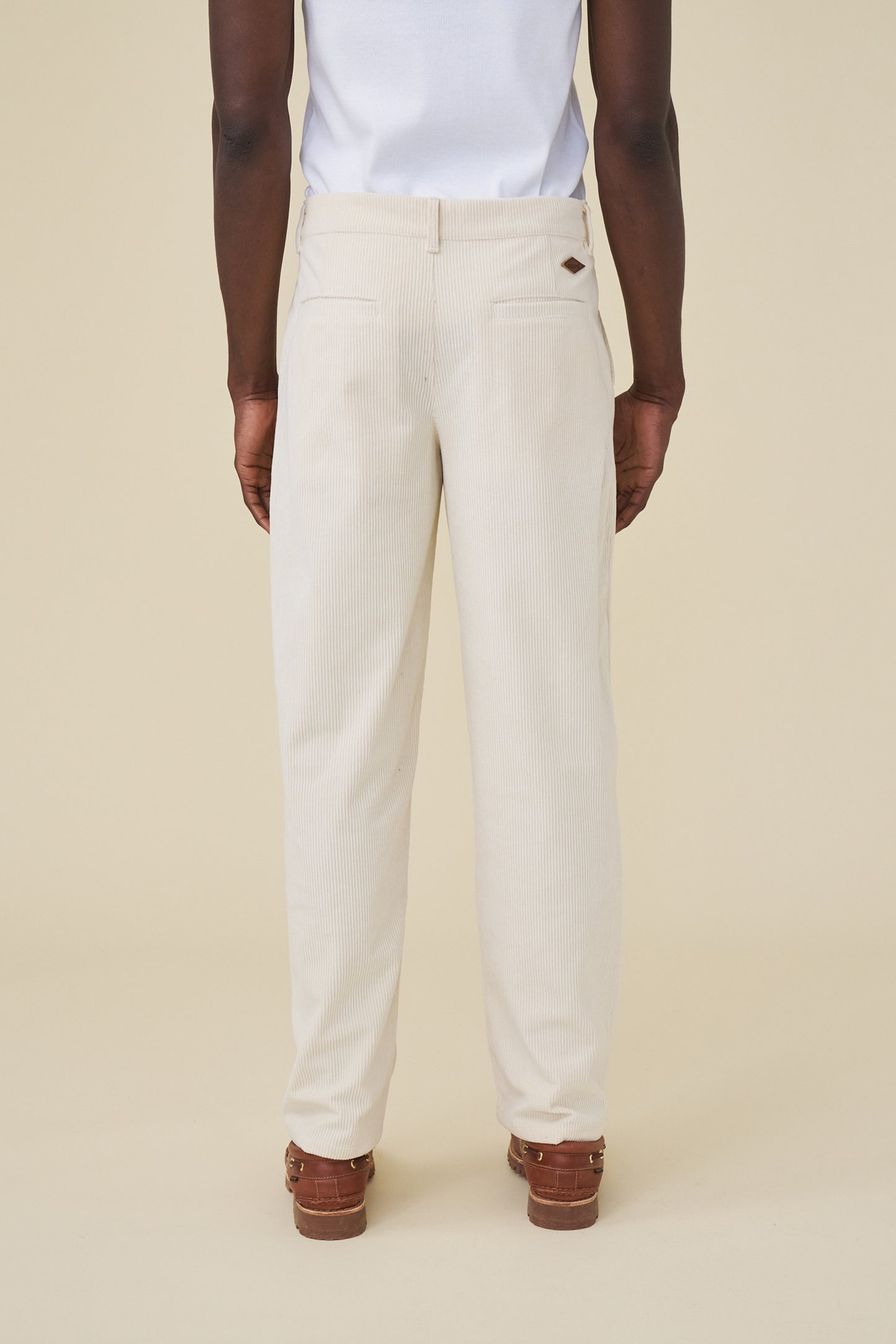 WIDE LEG CORDUROY TROUSER - LIGHT CREAM