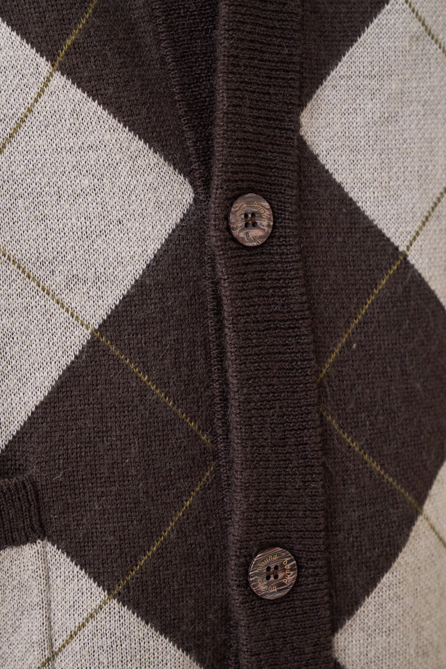 CHECK WOOL GRANDAD CARDIGAN