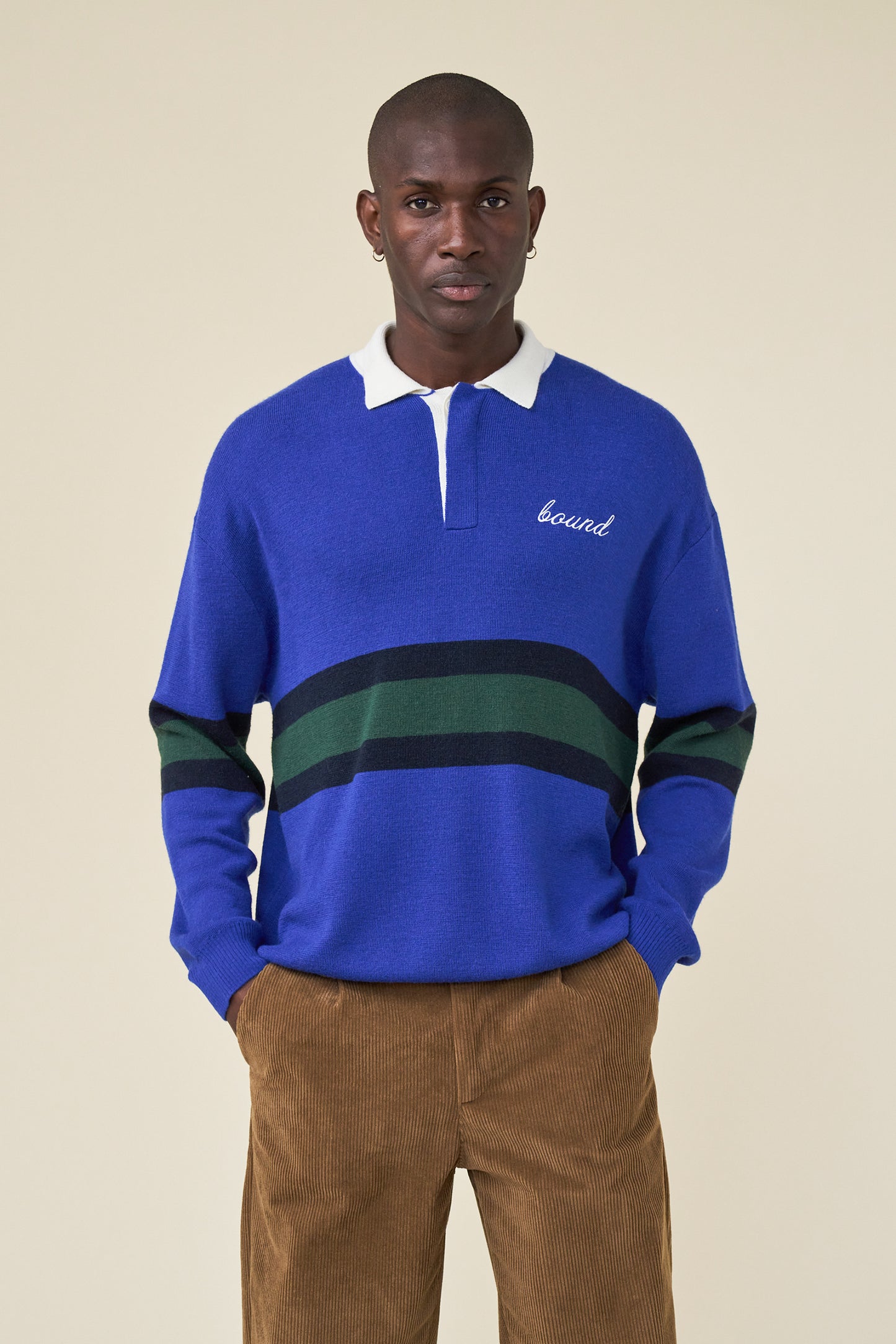 WOOL RETRO RUGBY POLO - ROYAL