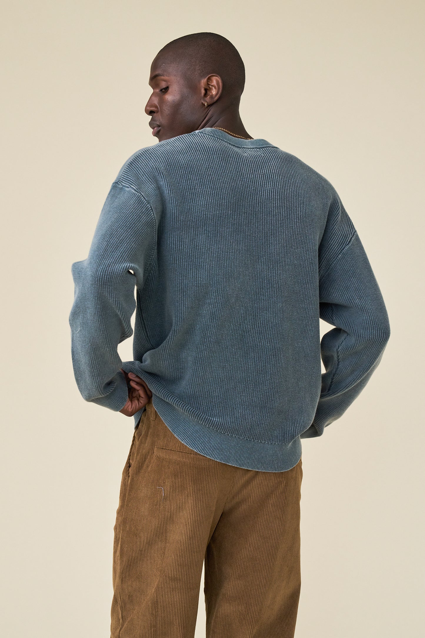 ACID WASHED CREWNECK SWEATER - AGAVE