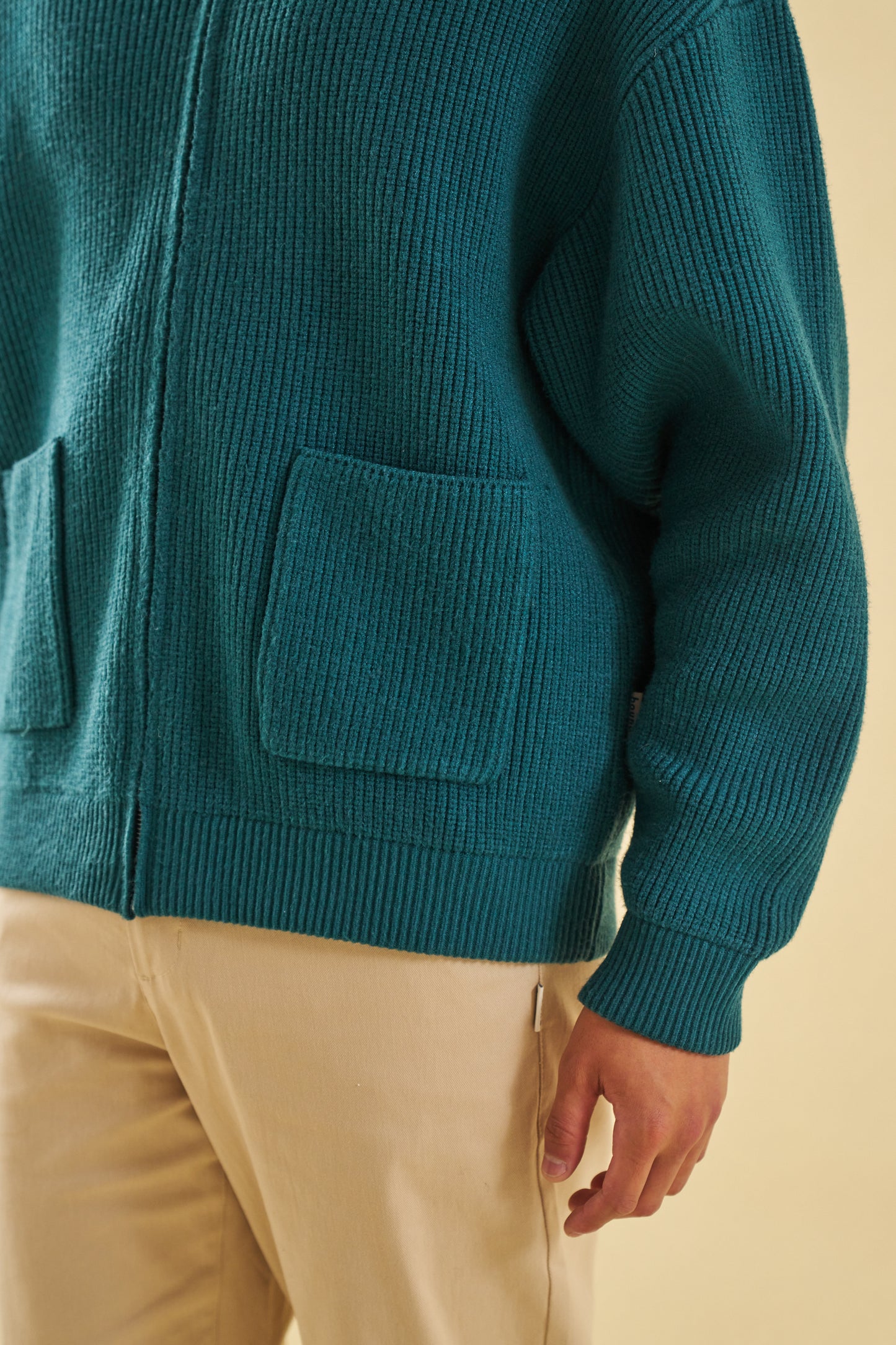 TEAL HEAVY KNITTED CARDIGAN
