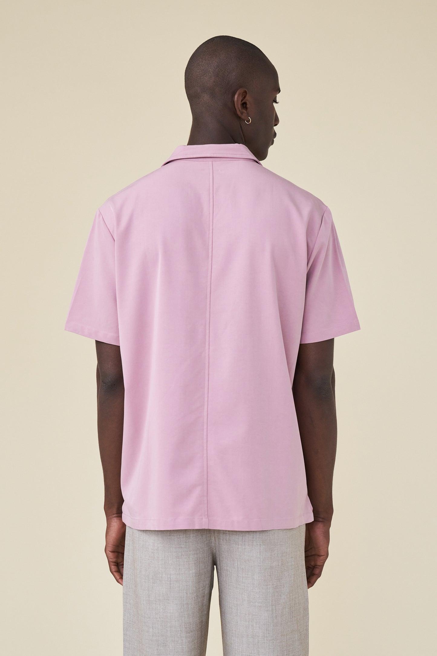 STRIKER PLEATED BOWLING SHIRT - ROSE TENCEL