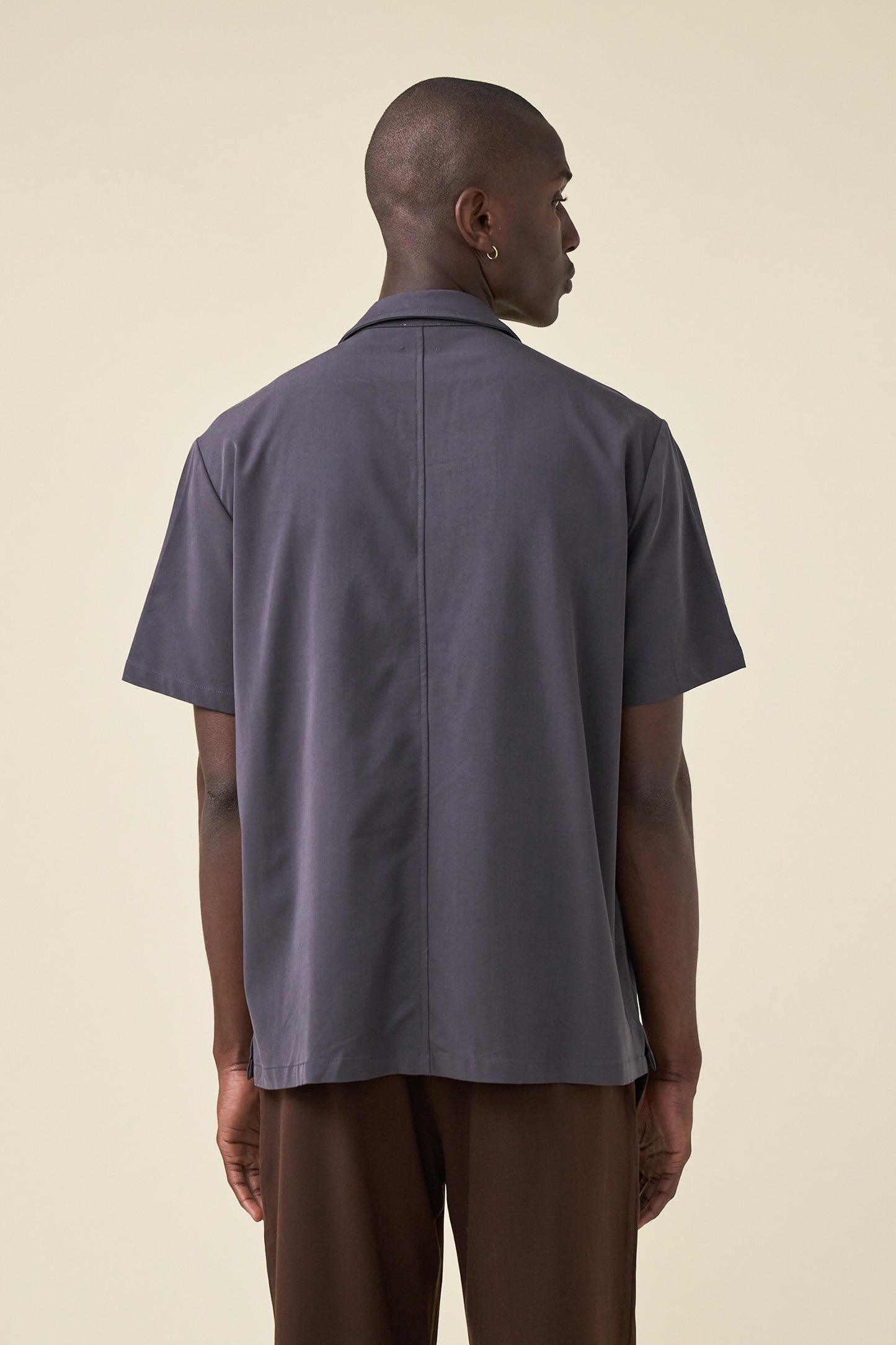 STRIKER PLEATED BOWLING SHIRT - COAL TENCEL