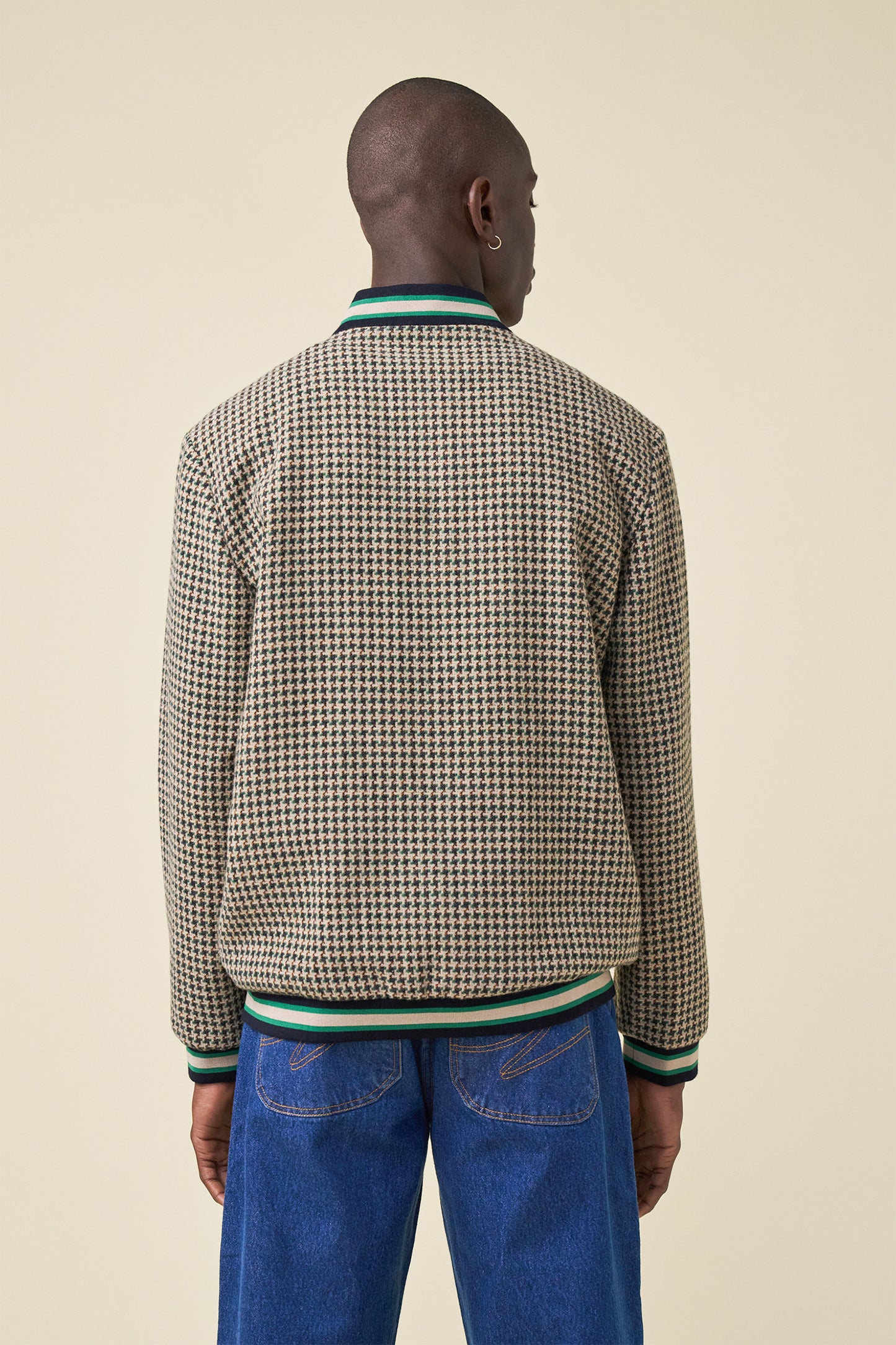 SUTTON DOGTOOTH ZIP BOMBER JACKET