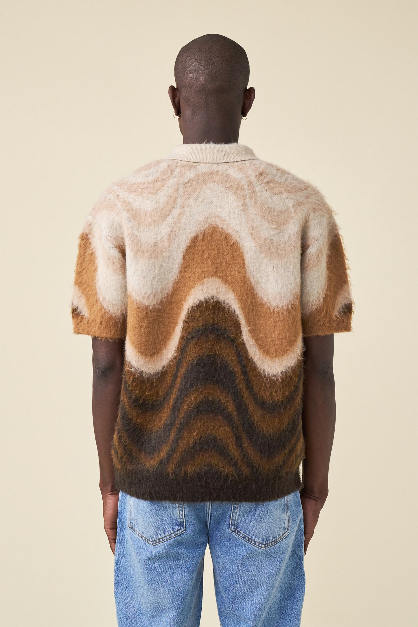 70S HEAVY KNIT FLUFFY POLO - TOFFEE BLEND