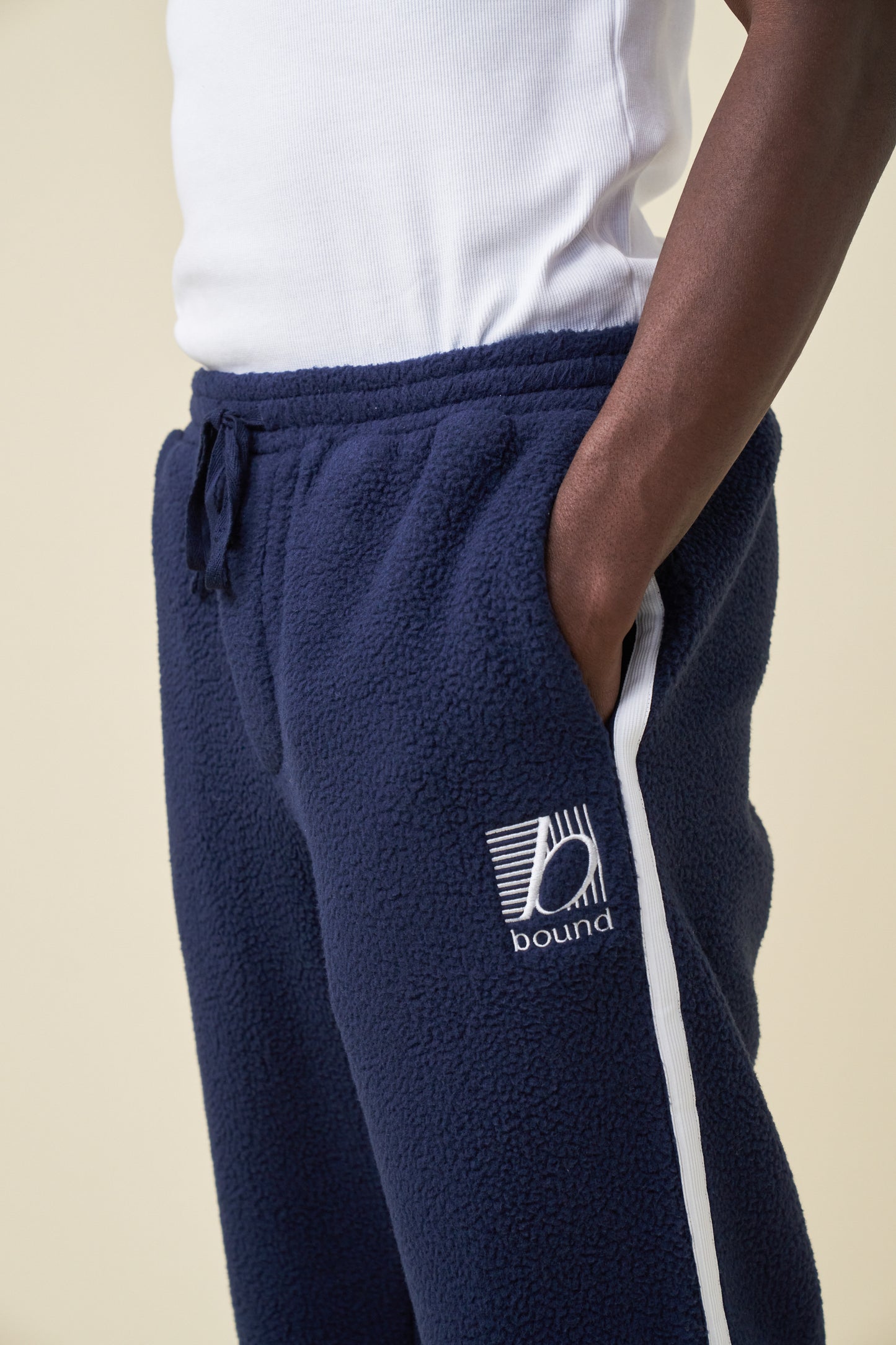 REVERSE FLEECE GRID STRAIGHT JOGGERS - NAVY