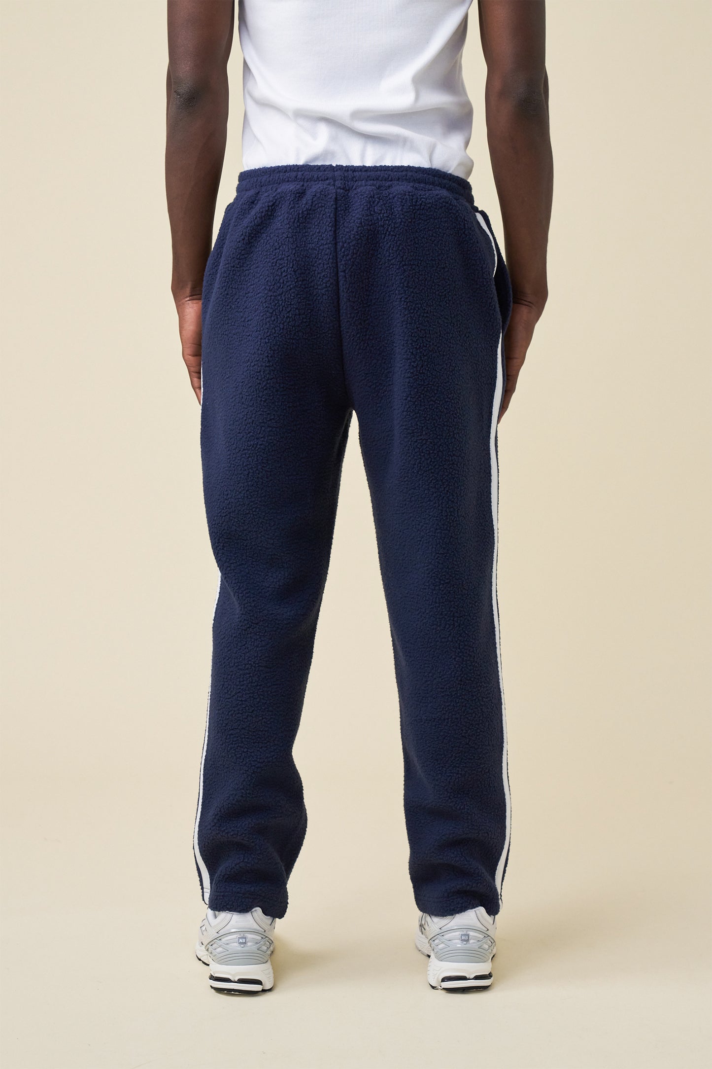 REVERSE FLEECE GRID STRAIGHT JOGGERS - NAVY