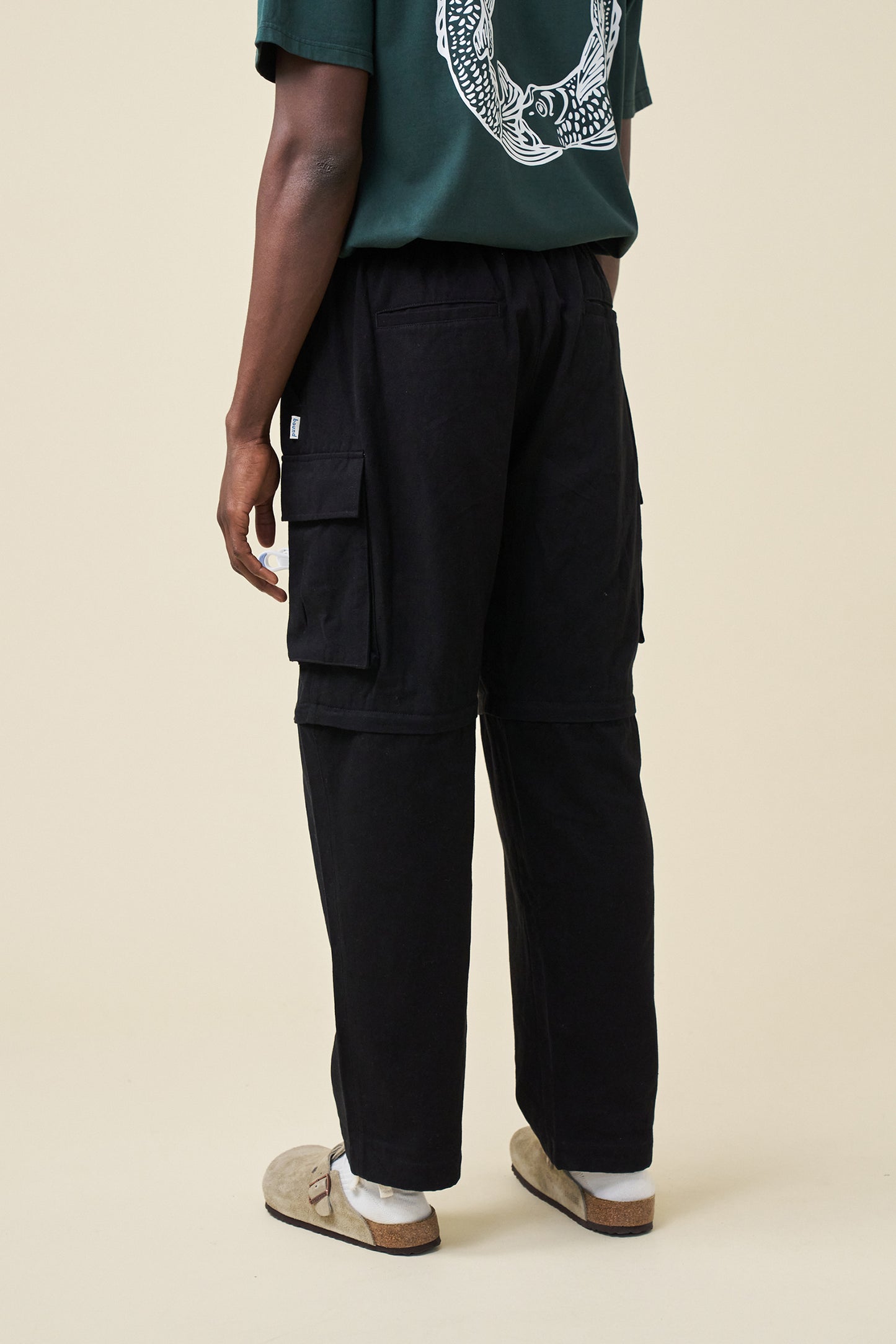 CANVAS CARGO TROUSER + SHORT ZIP OFFS - BLACK