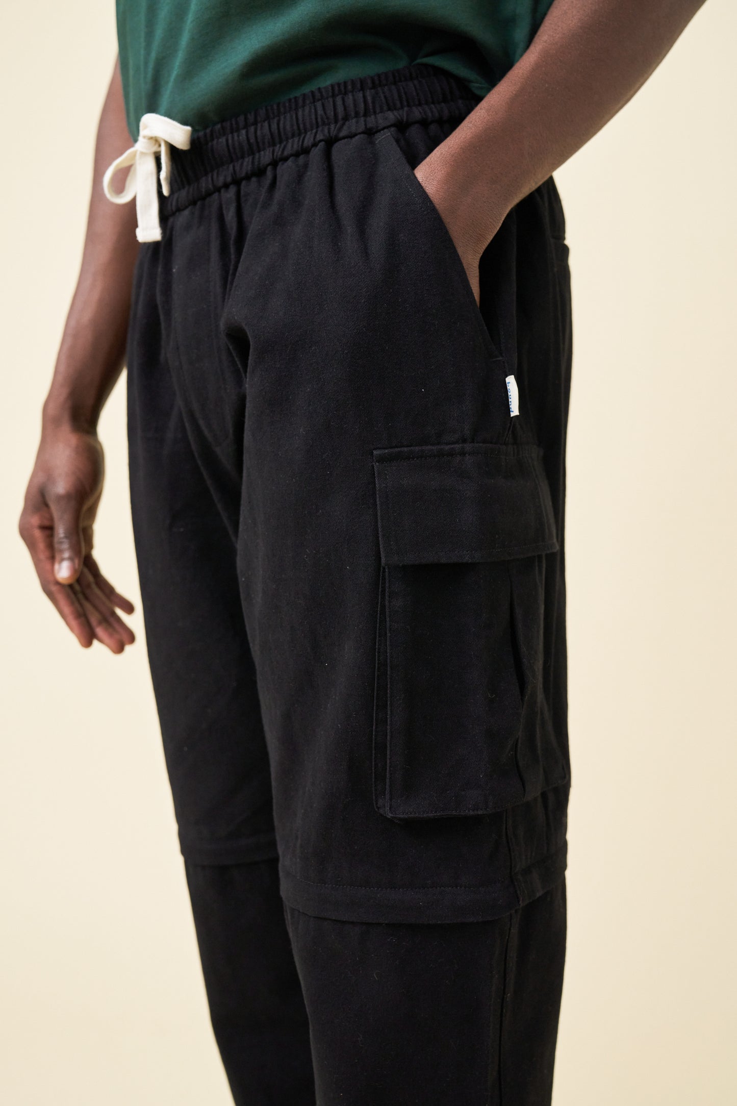 CANVAS CARGO TROUSER + SHORT ZIP OFFS - BLACK