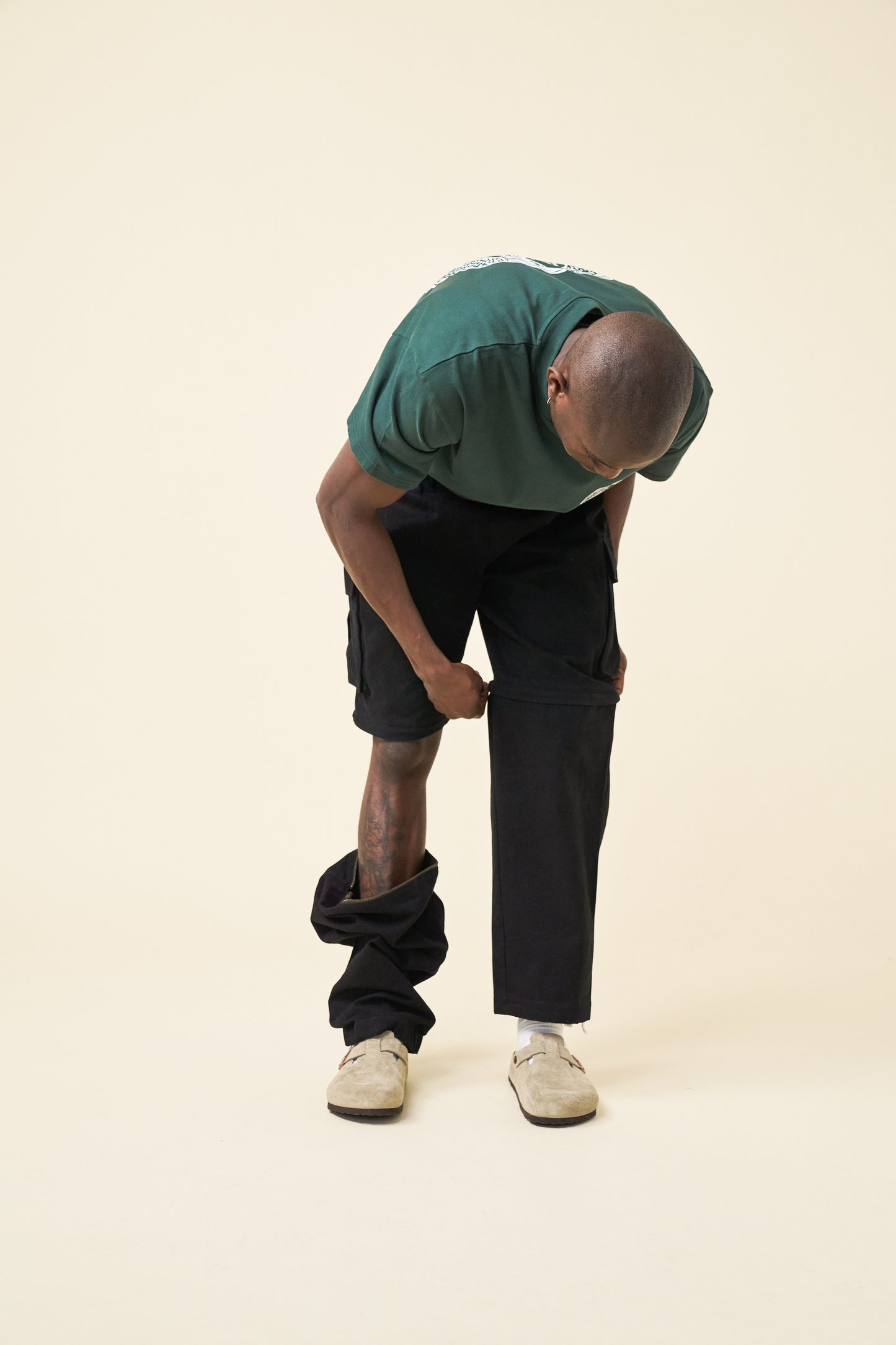 CANVAS CARGO TROUSER + SHORT ZIP OFFS - BLACK