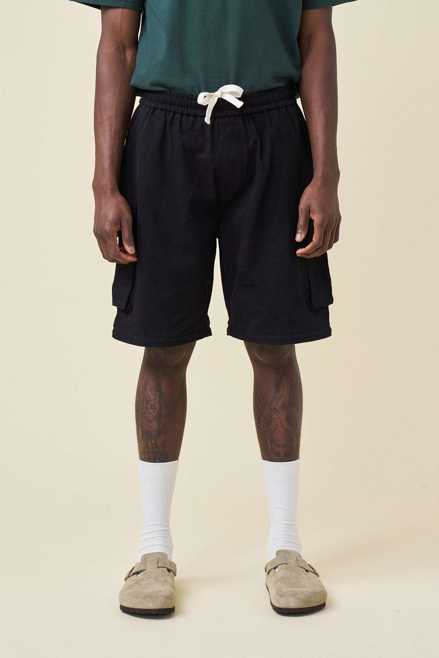 CANVAS CARGO TROUSER + SHORT ZIP OFFS - BLACK