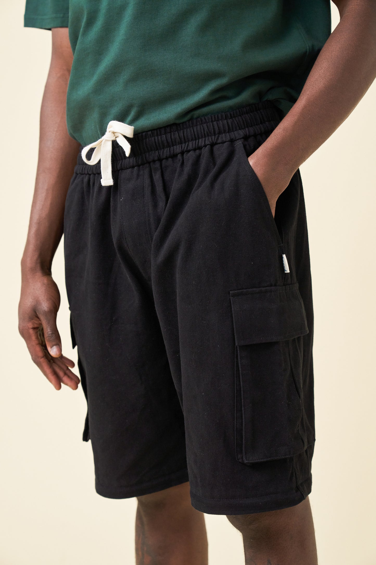 CANVAS CARGO TROUSER + SHORT ZIP OFFS - BLACK