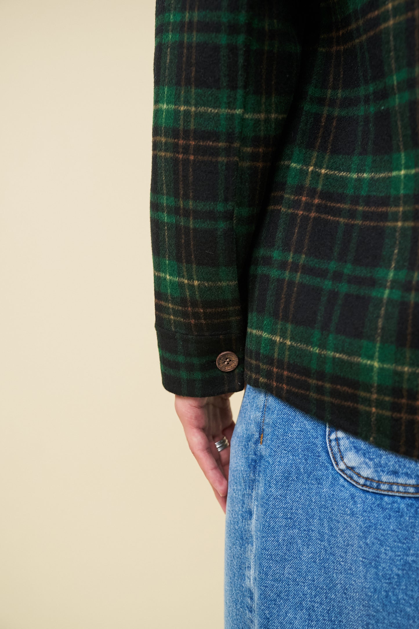 BYRANT CHECK WOOL COAT  - GREEN / NAVY