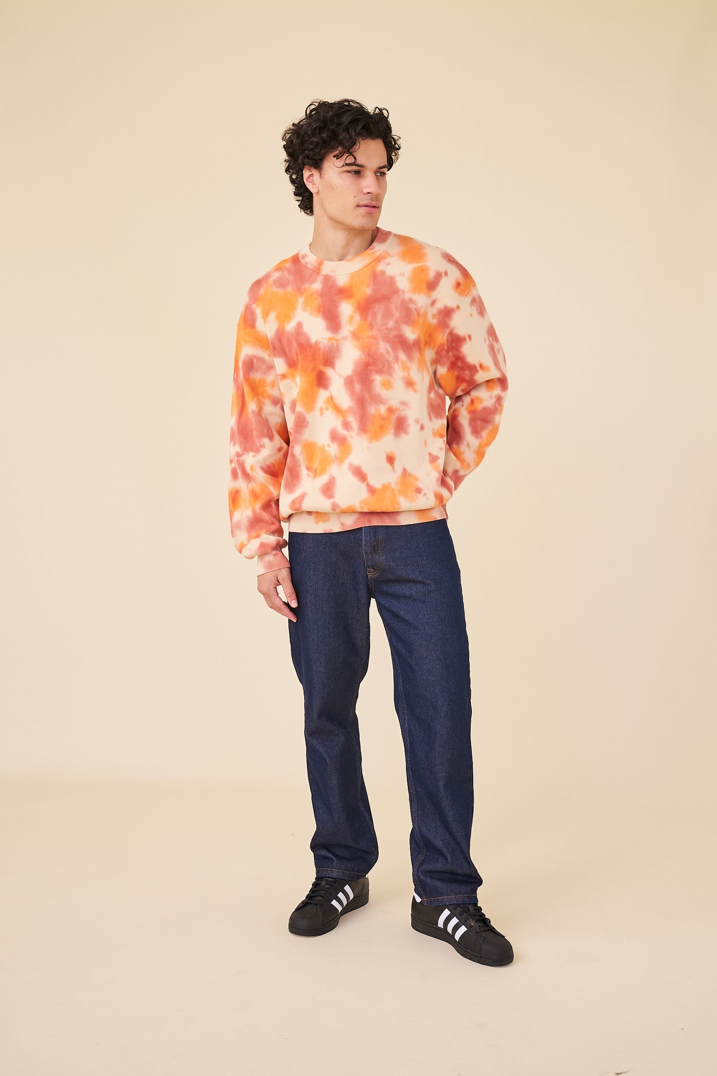 SUNSET TIE DYE KNIT SWEATER - ORANGE