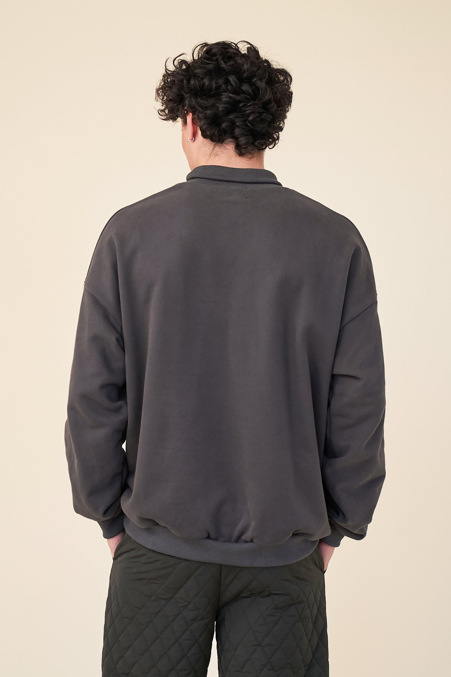 ANGLING CLUB ROLL NECK JERSEY SWEATER - CHARCOAL