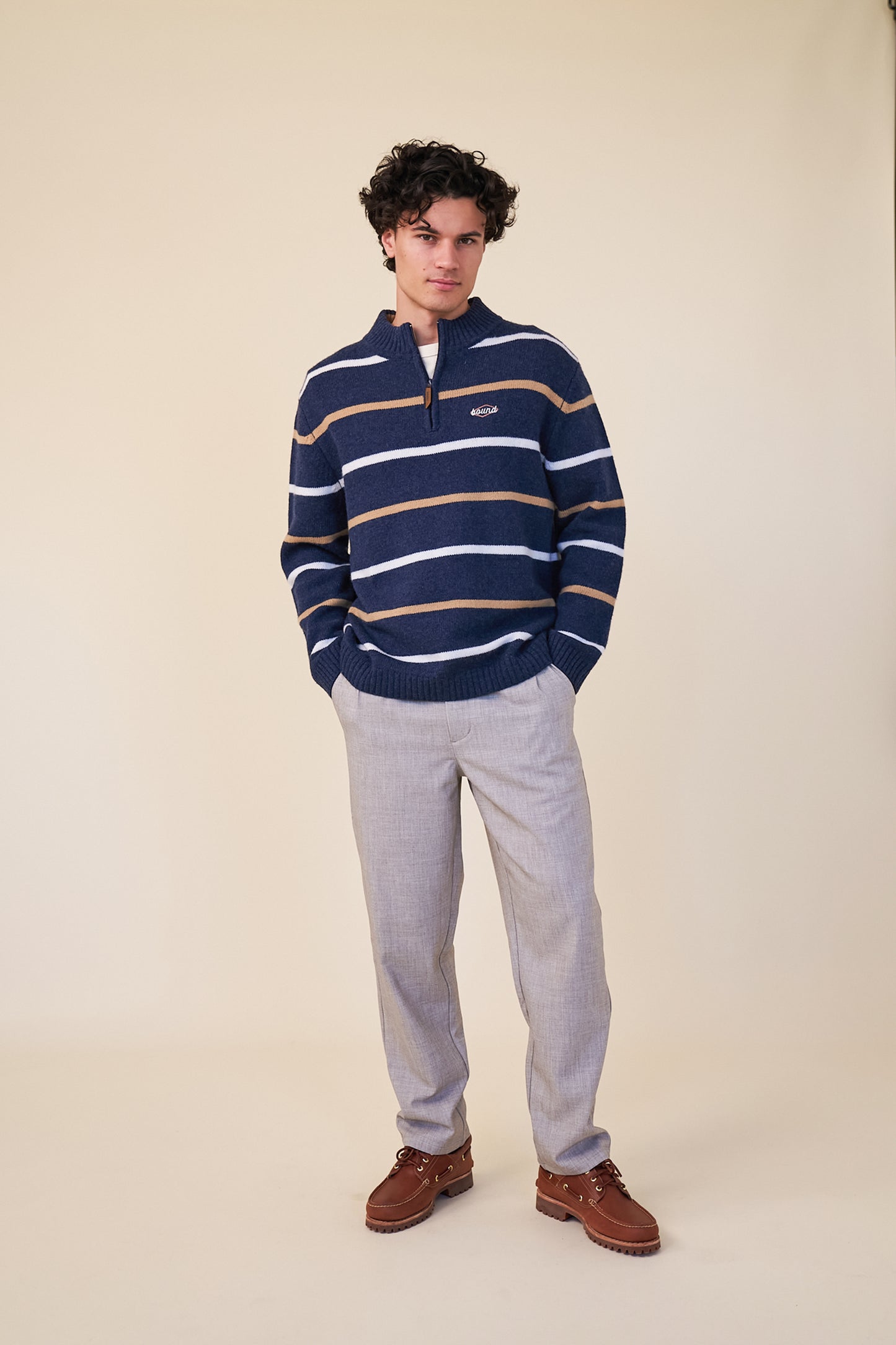 TAPERED DOUBLE PLEAT TROUSER - STONE