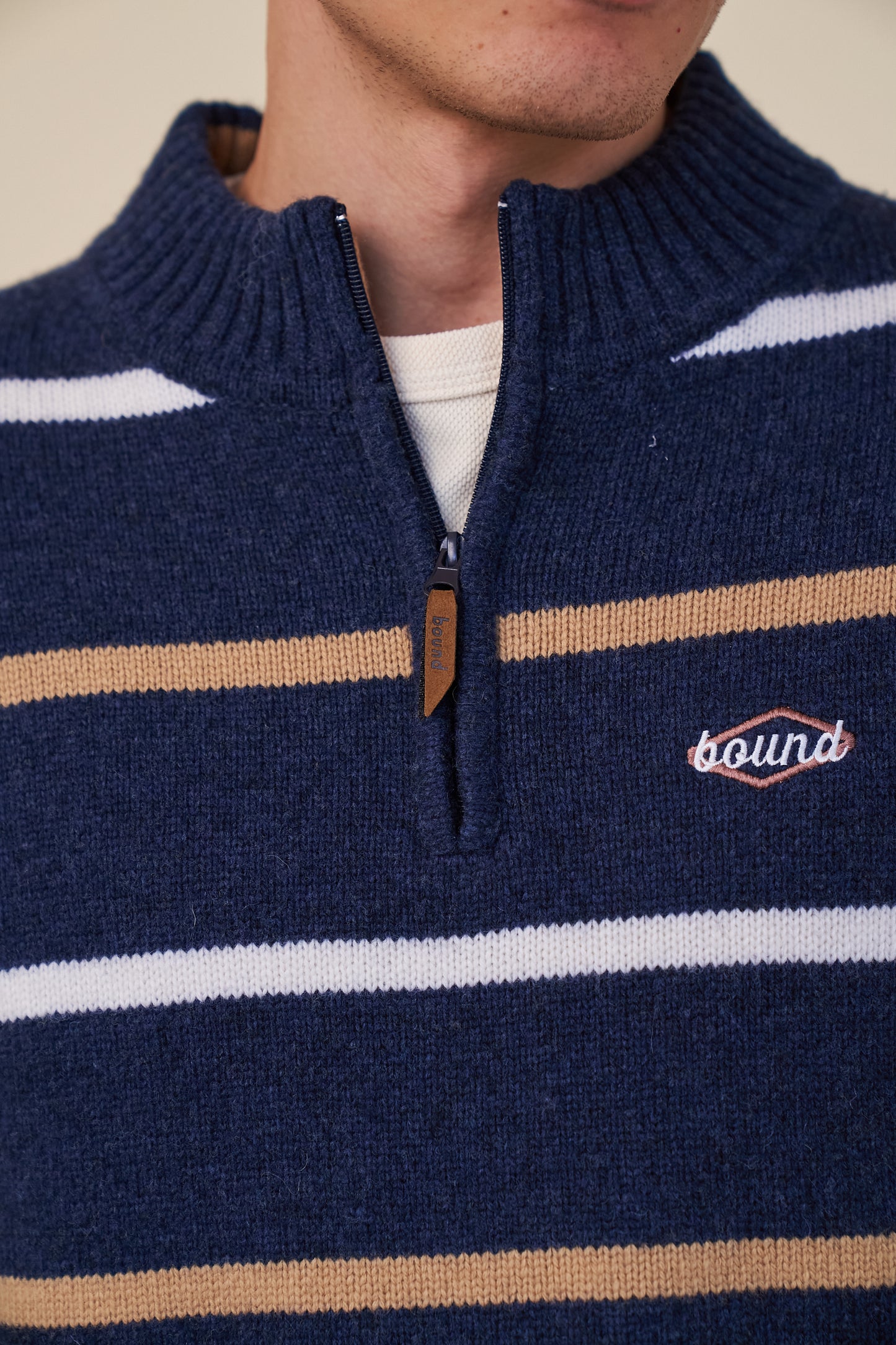 LAMBSWOOL STRIPE 1/4 ZIP - INGIDO