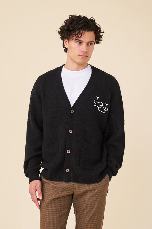 MOHAIR LINK CARDIGAN - BLACK