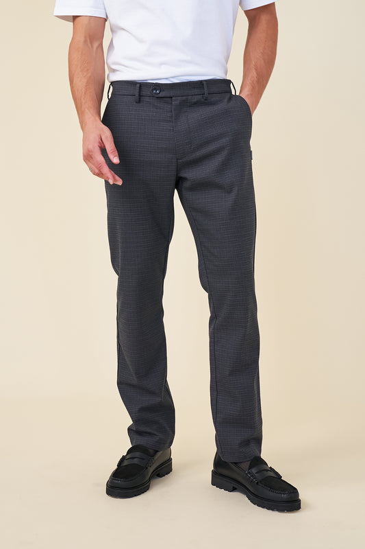 DOGTOOTH SMART TROUSER - SLATE GREY