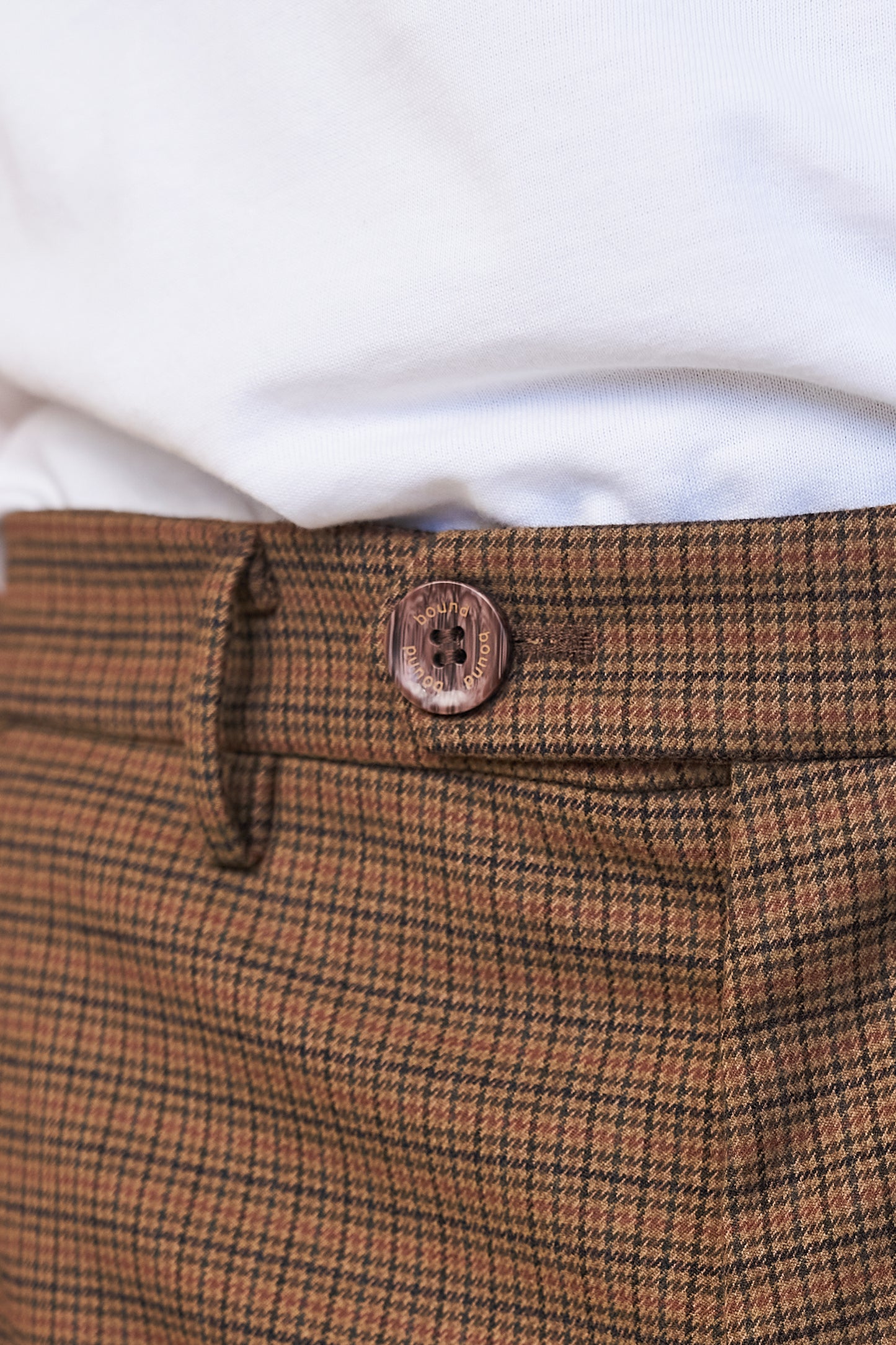 DOGTOOTH SMART TROUSER - FOX BROWN