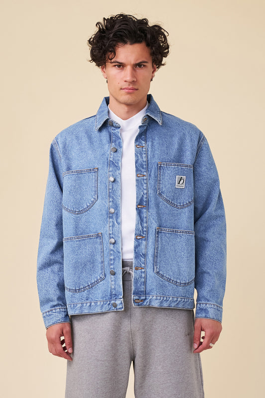 MANHATTAN DENIM WORK JACKET - MID BLUE