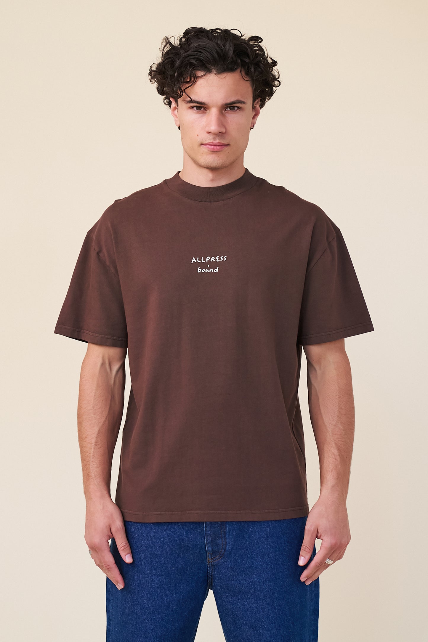 ALLPRESS X BOUND 'CUP OF JOE' TEE - ESPRESSO BROWN