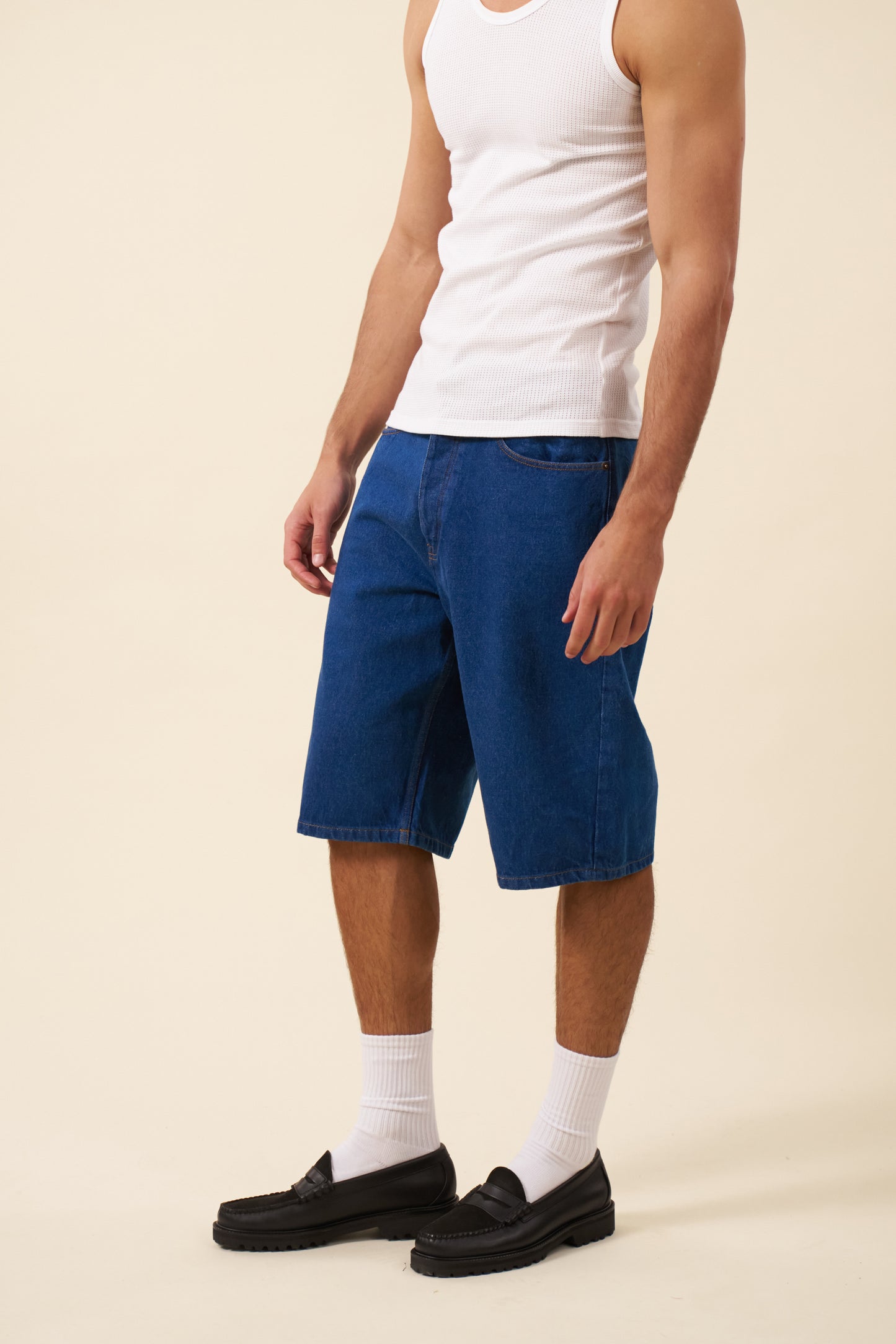 UNION DENIM JORTS - MID BLUE
