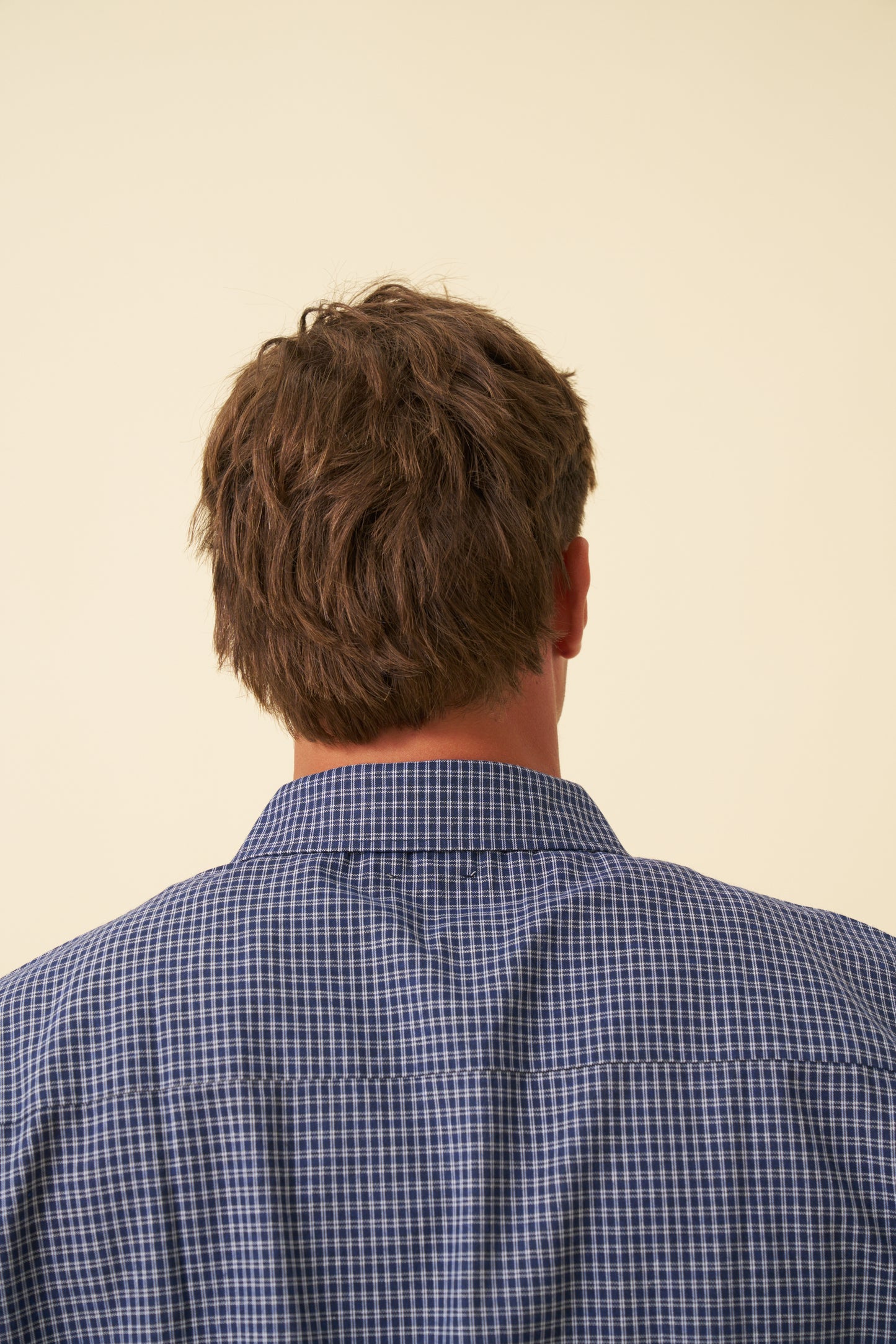 BOTHA CROPPED GINGHAM SHIRT - NAVY