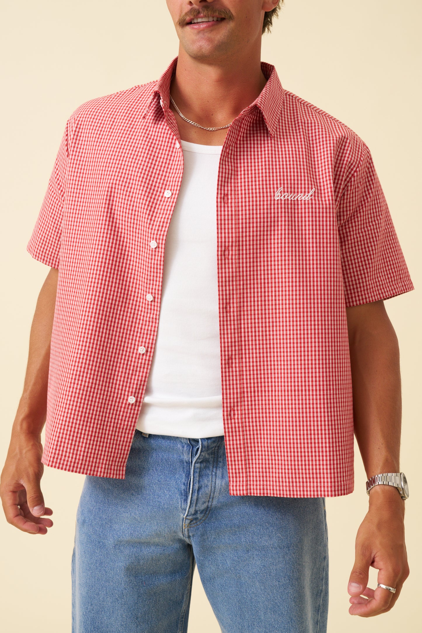 BOTHA CROPPED GINGHAM SHIRT - RED