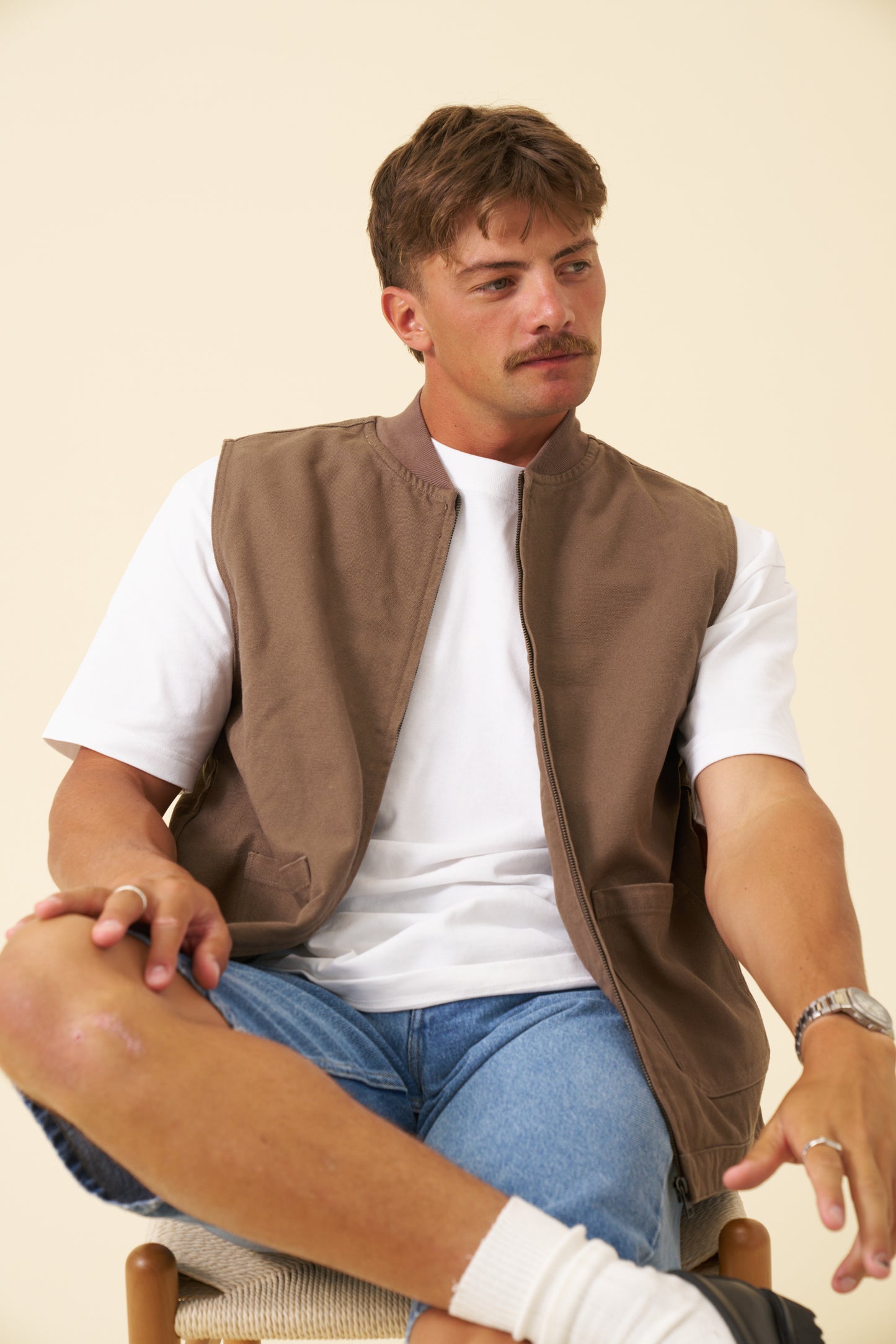 BOTHA HEAVY CANVAS VEST - BROWN