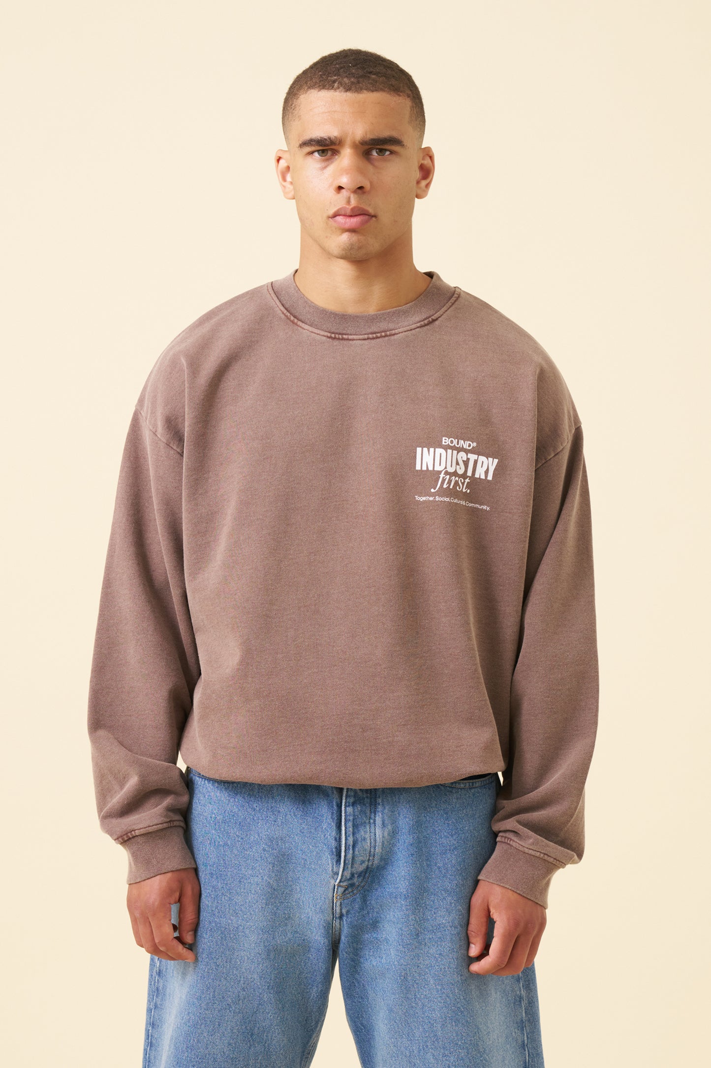 INDUSTRY FIRST SWEATER - WASHED LIGHT BROWN