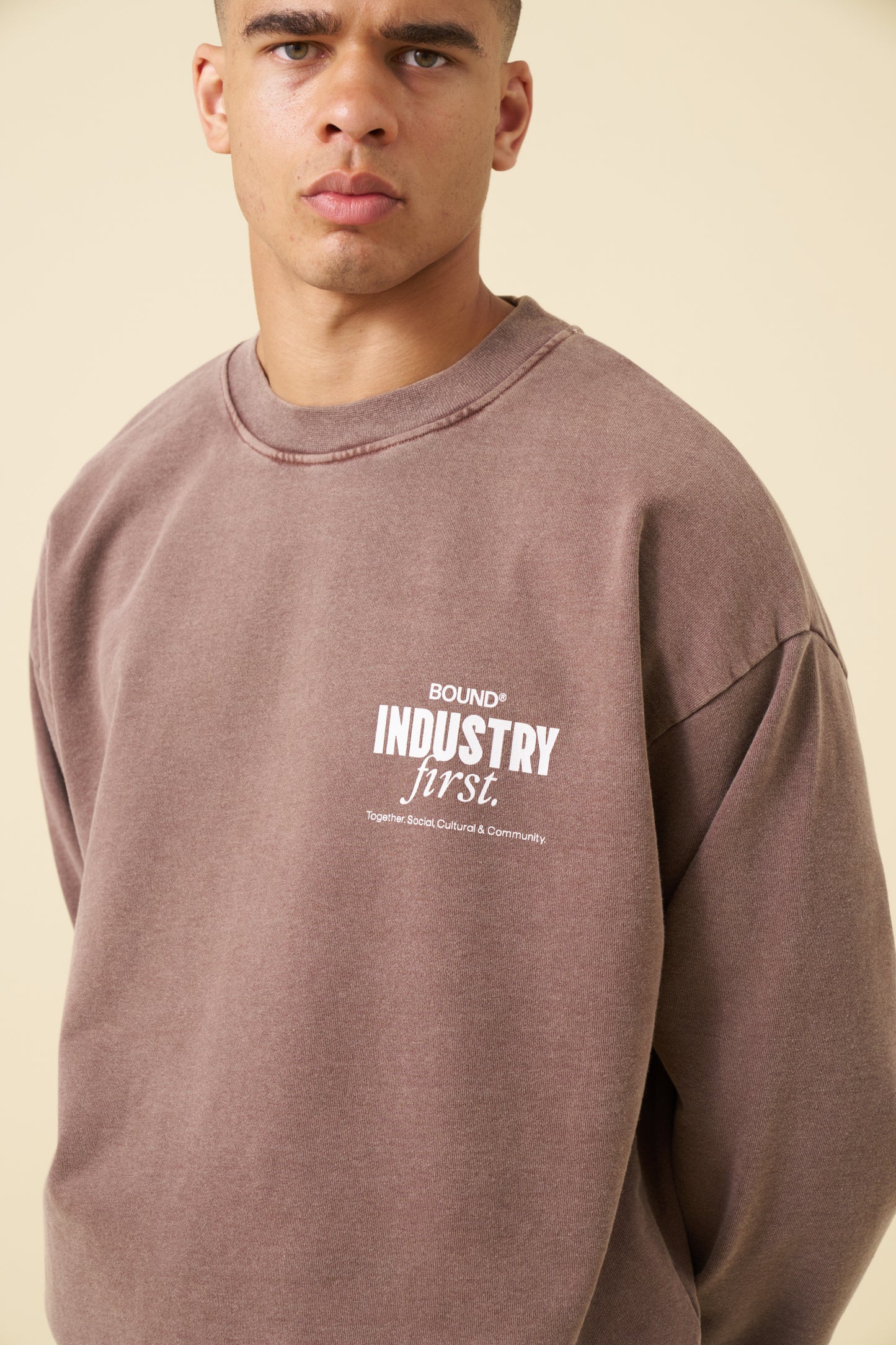 INDUSTRY FIRST SWEATER - WASHED LIGHT BROWN