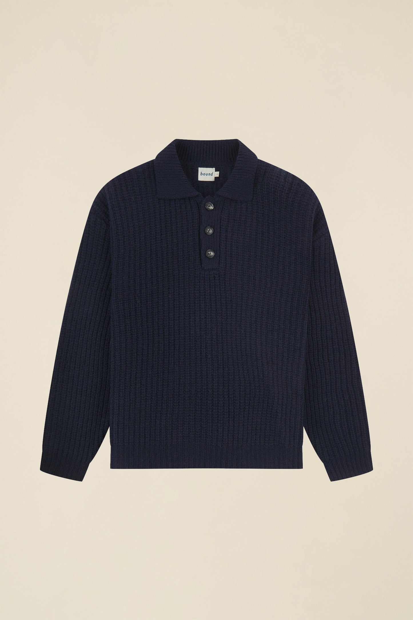 WOOL BUTTON POLO - OCEAN NAVY