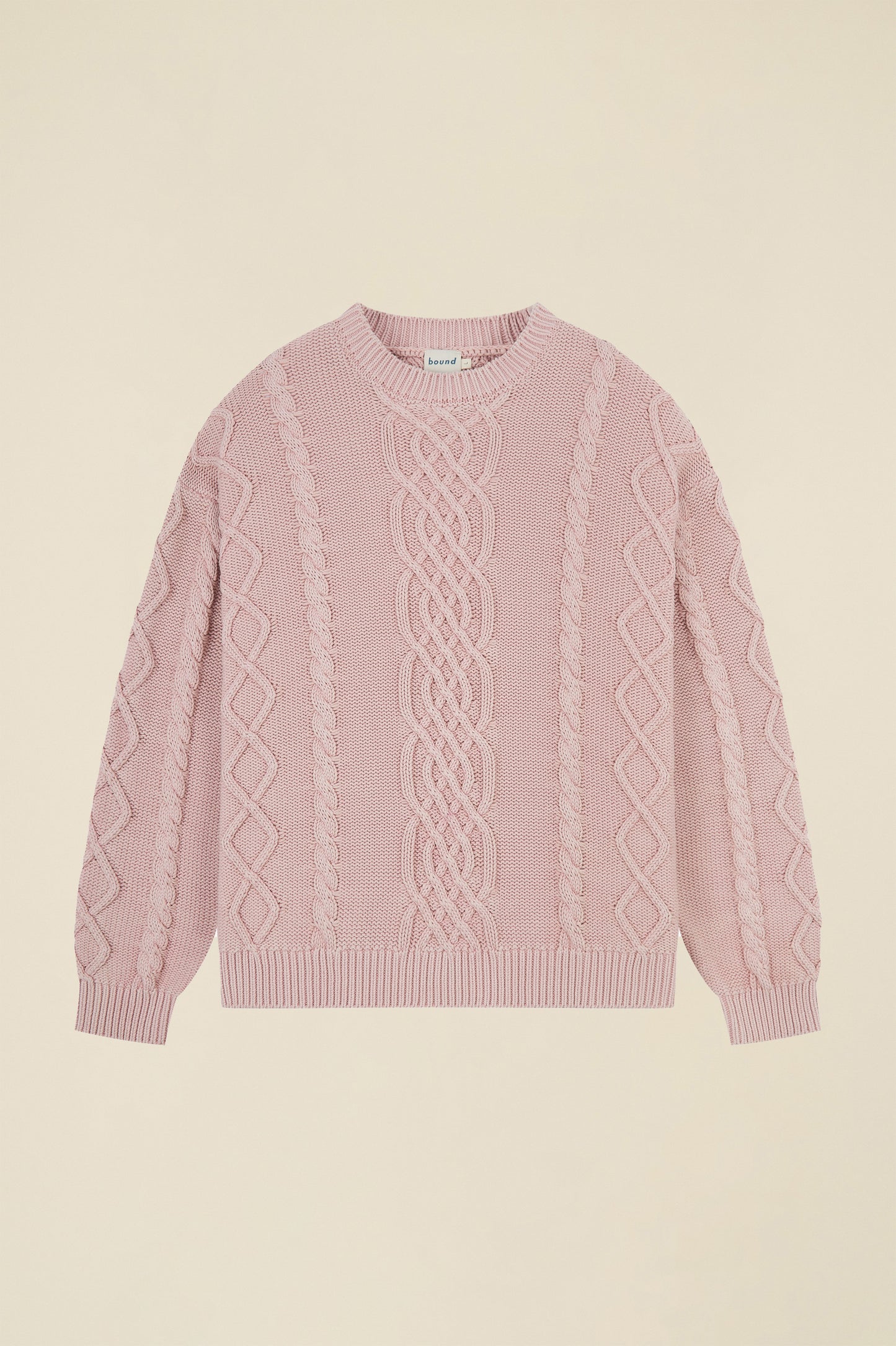 CABLE KNIT ACID WASH KNIT - DUSTY PINK