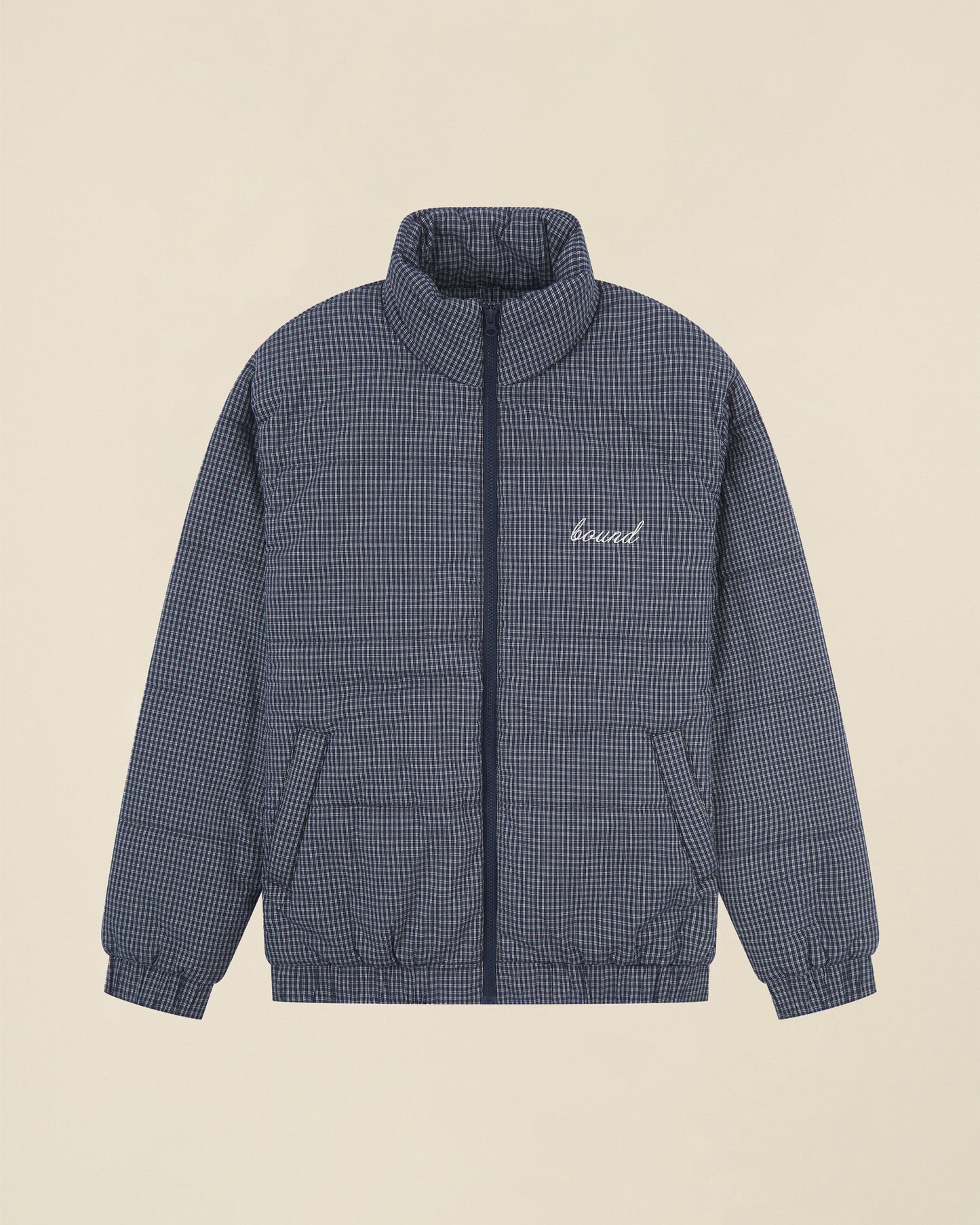 CHECK COTTON PUFFER - NAVY