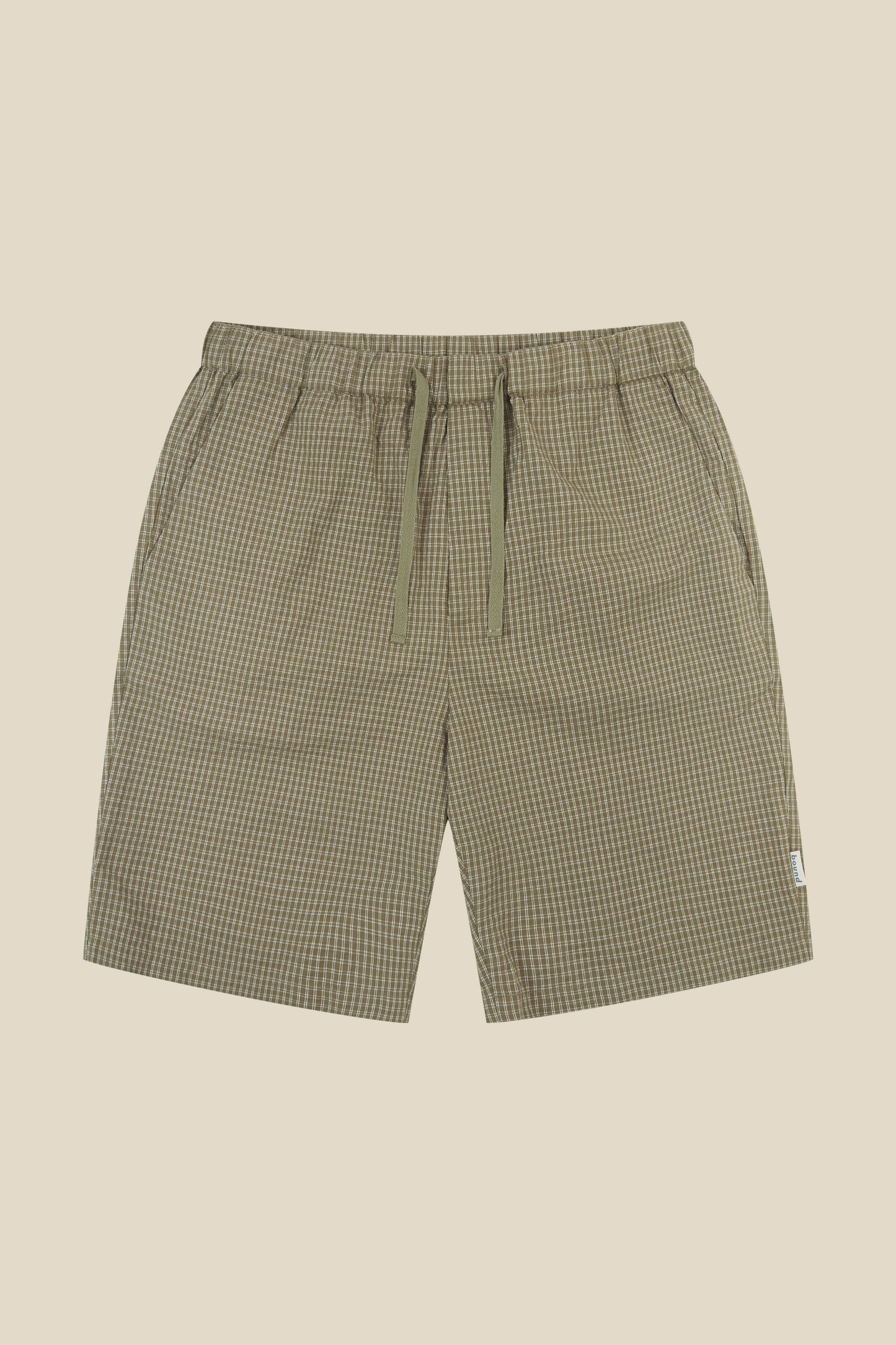 GINGHAM COTTON SHORTS - OLIVE