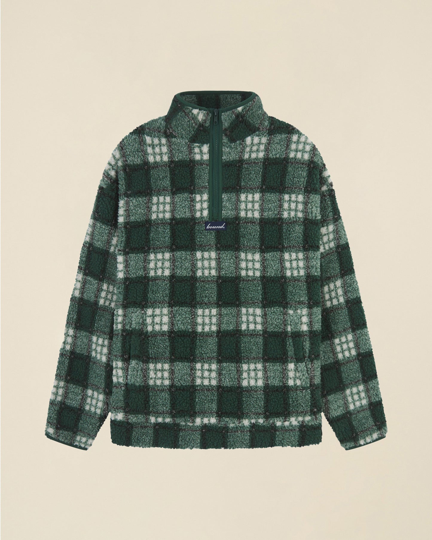 CHECK HALF ZIP FLEECE - GREEN