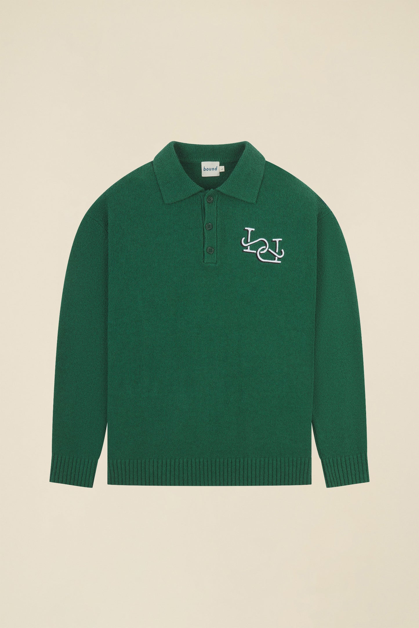 TEXTURED POLO SWEATER - HUNTER GREEN