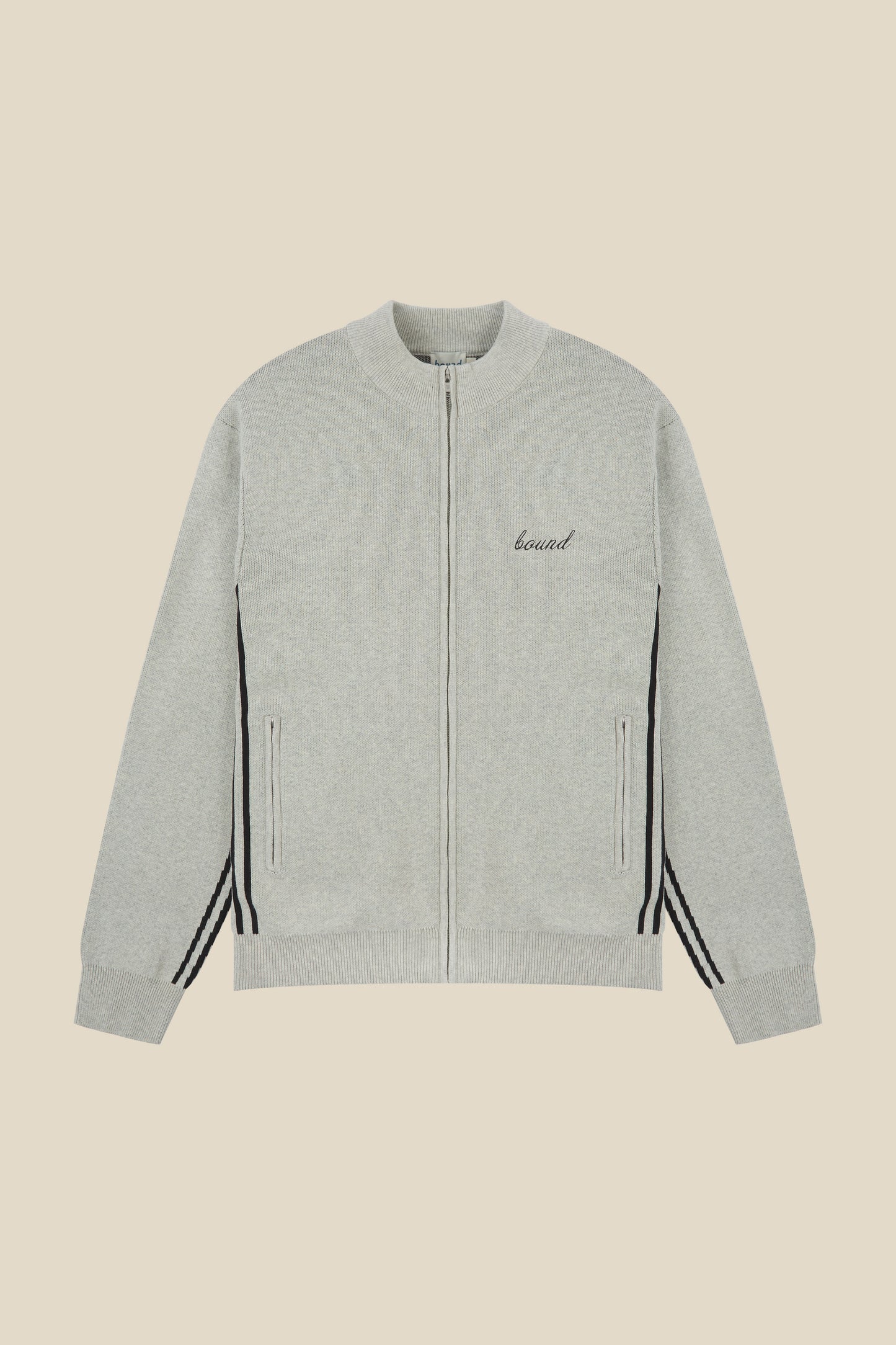 RACER KNIT ZIP TRACK JACKET - GREY