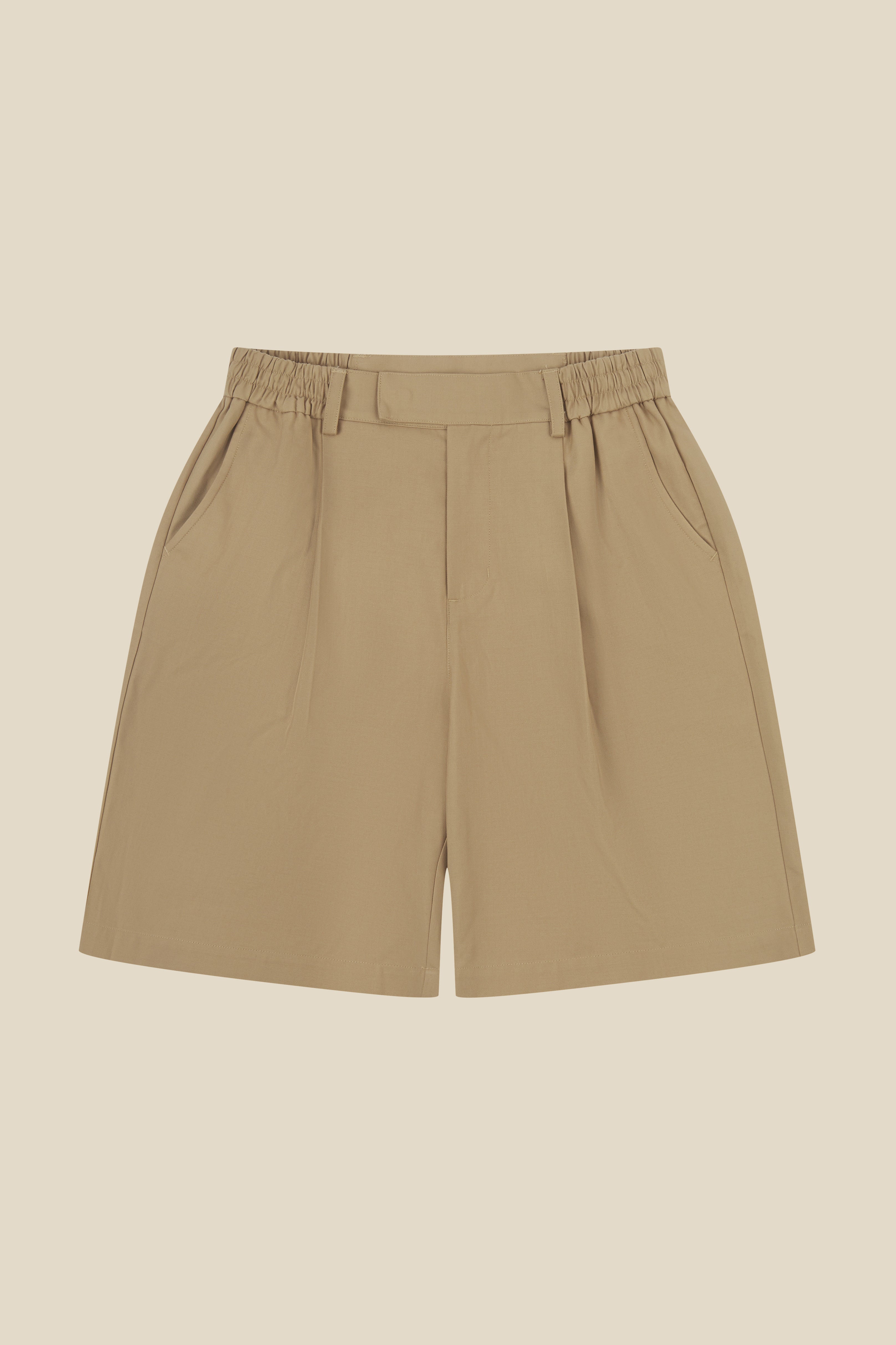 WIDE PLEATED SHORTS - CAMEL – bound