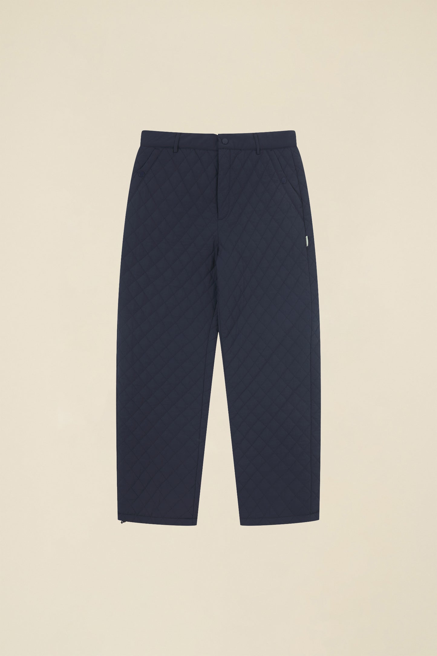 QUILTED CANVAS TROUSERS - NAVY
