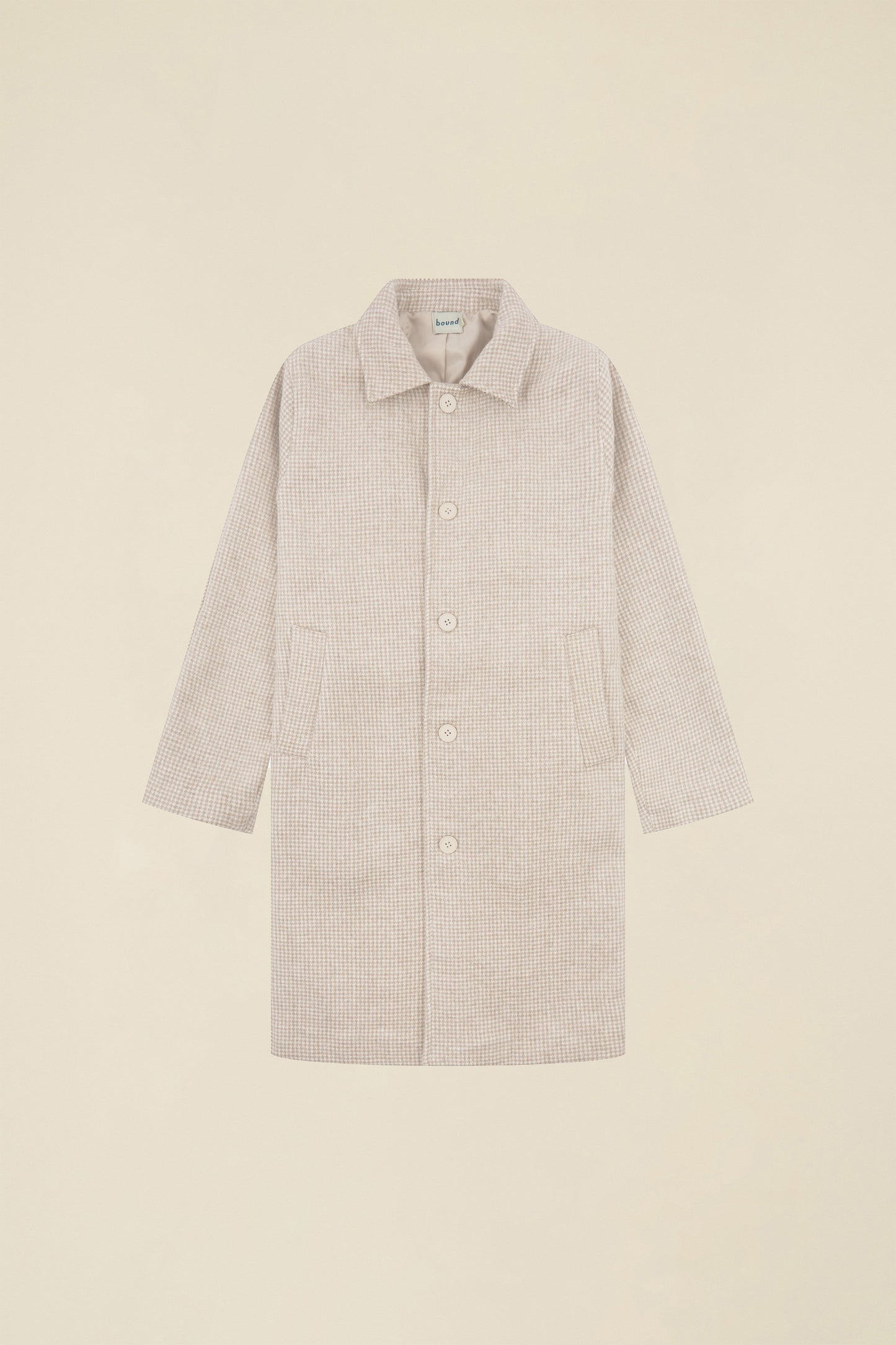 SAND DOGTOOTH WOOL COAT
