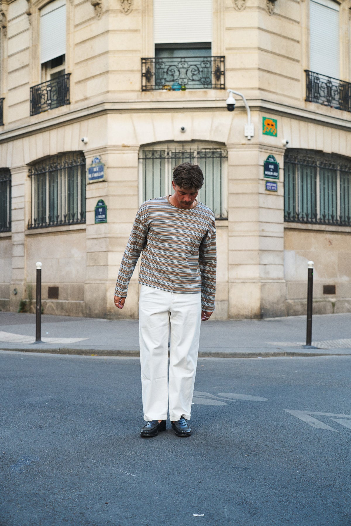 BOTHA STRIPE LONGSLEEVE TEE - BEIGE