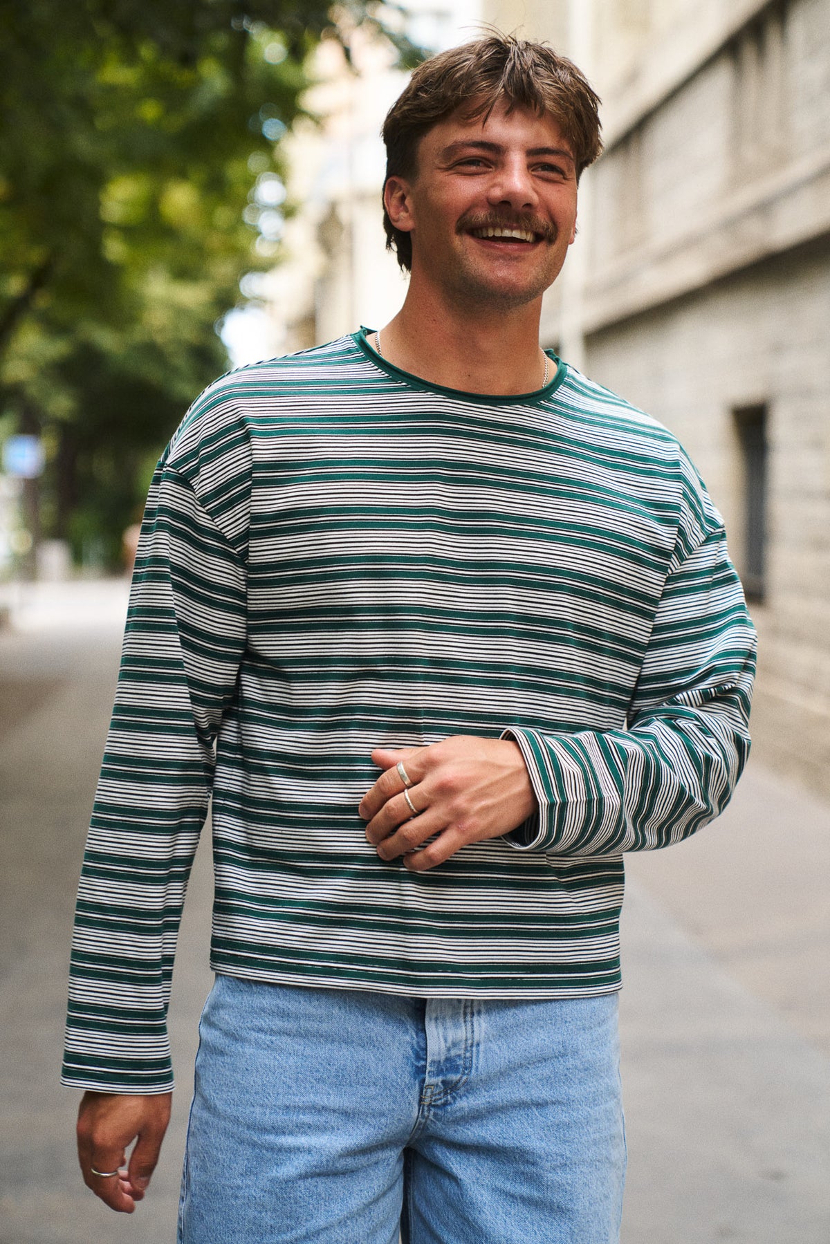 BOTHA STRIPE LONGSLEEVE TEE - GREEN