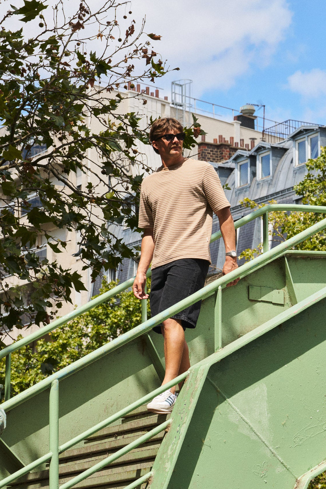 BOTHA STRIPE TEE - KHAKI