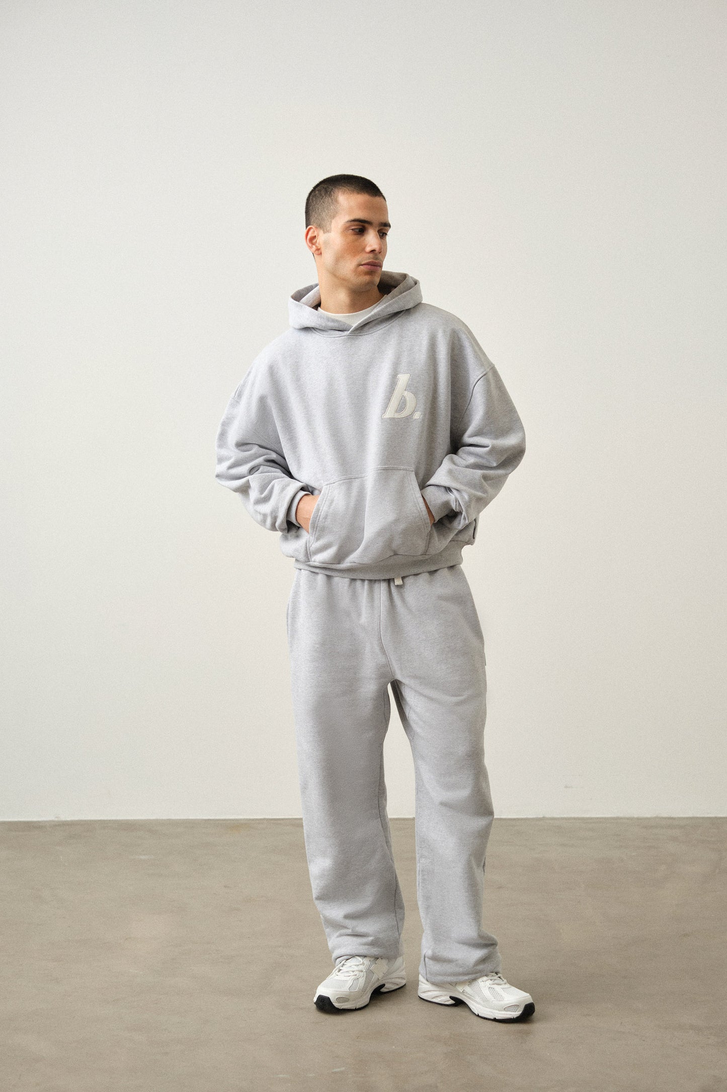 STAMP HOODIE - GREY MARL
