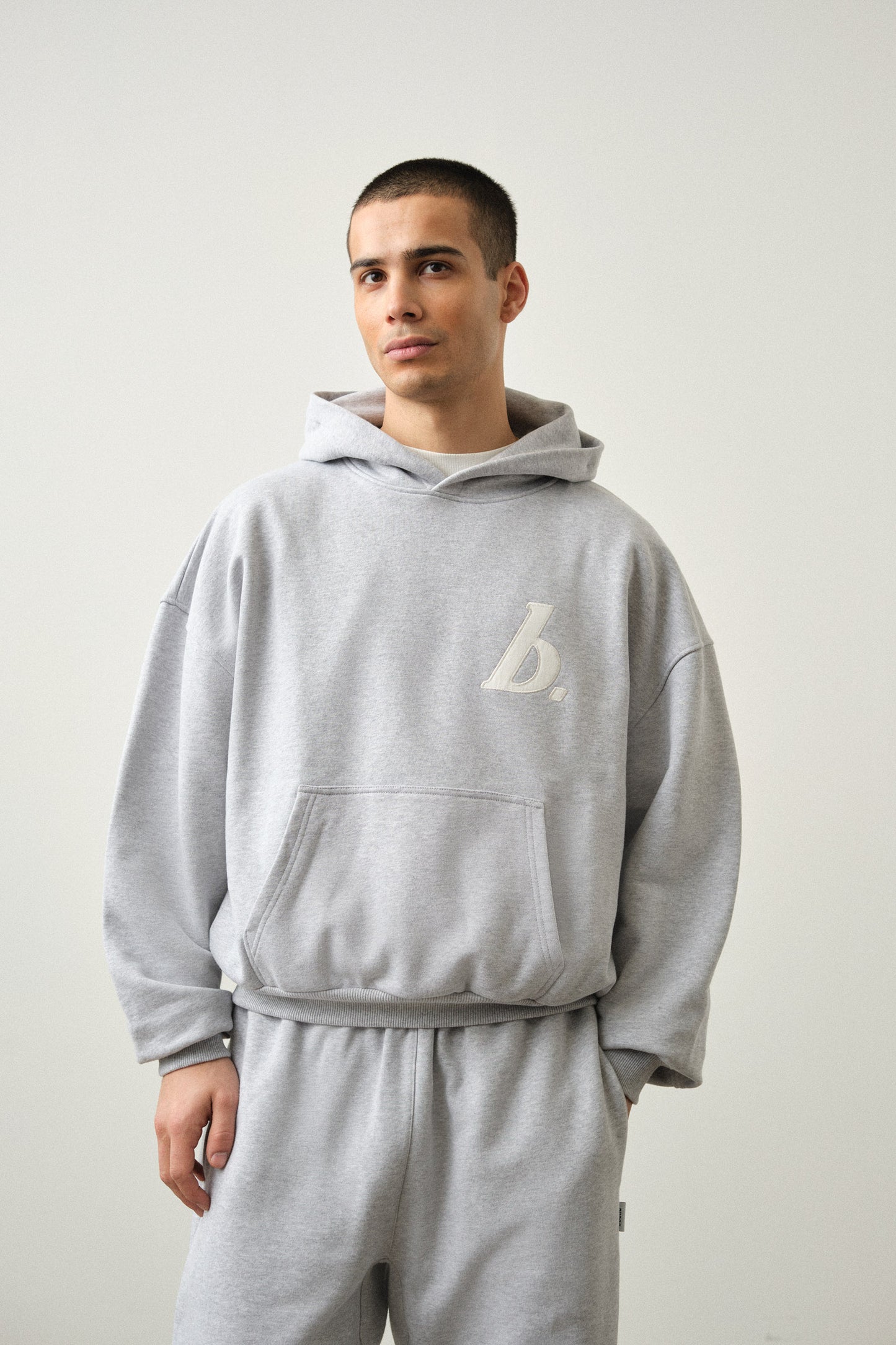 STAMP HOODIE - GREY MARL